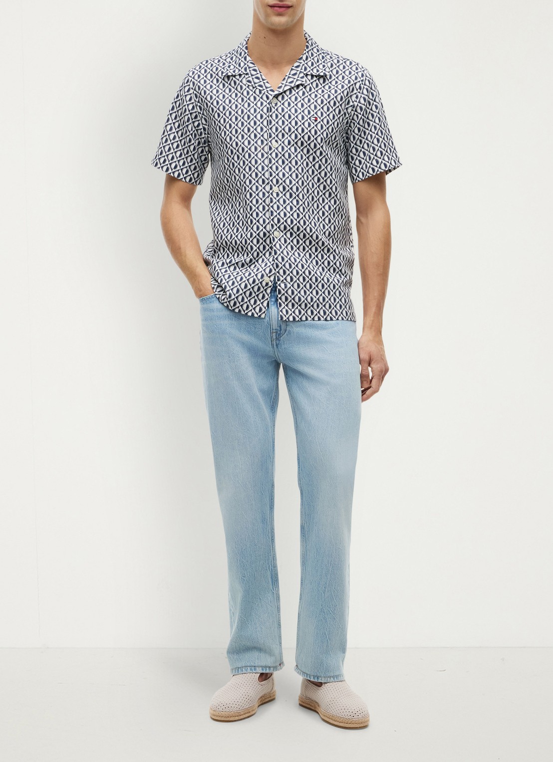 Tommy Hilfiger Regular fit overhemd met grafische print - voorkant 5 donkerblauw