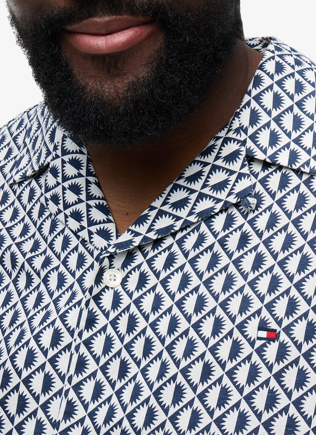 Tommy Hilfiger Regular fit overhemd met grafische print - detail 2 donkerblauw