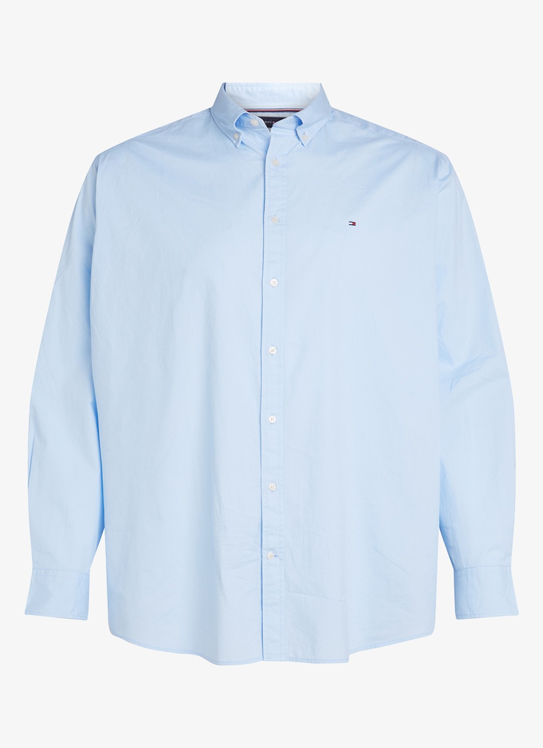 Tommy Hilfiger Regular fit overhemd met logo - voorkant lichtblauw