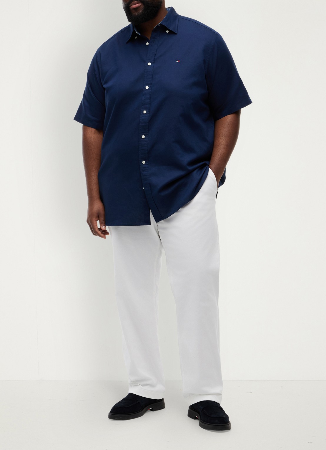 Tommy Hilfiger Regular fit overhemd met logo - voorkant 3 donkerblauw