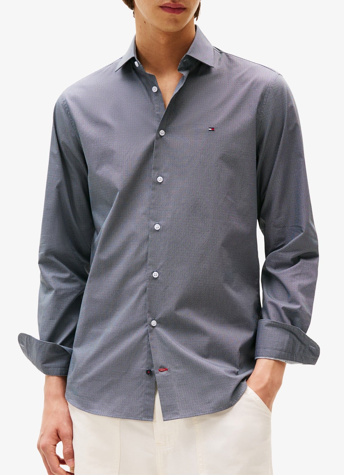 Tommy Hilfiger Regular fit overhemd met logoborduring - detail 3 grijs