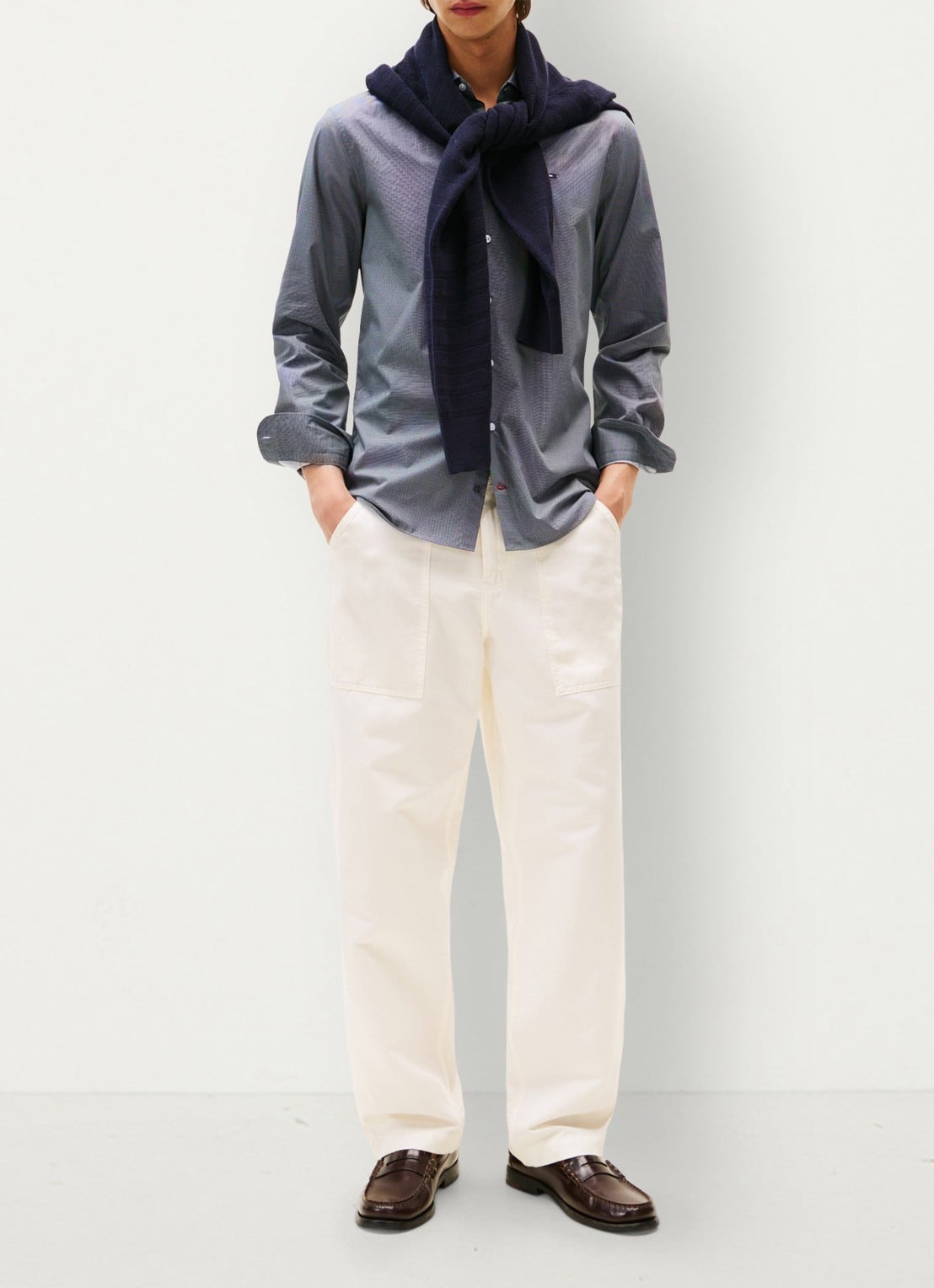 Tommy Hilfiger Regular fit overhemd met logoborduring - voorkant 2 grijs