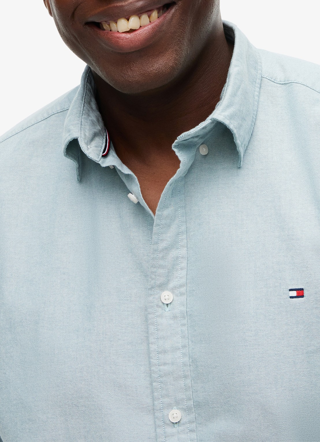 Tommy Hilfiger Regular fit overhemd met logoborduring - detail 3 lichtblauw