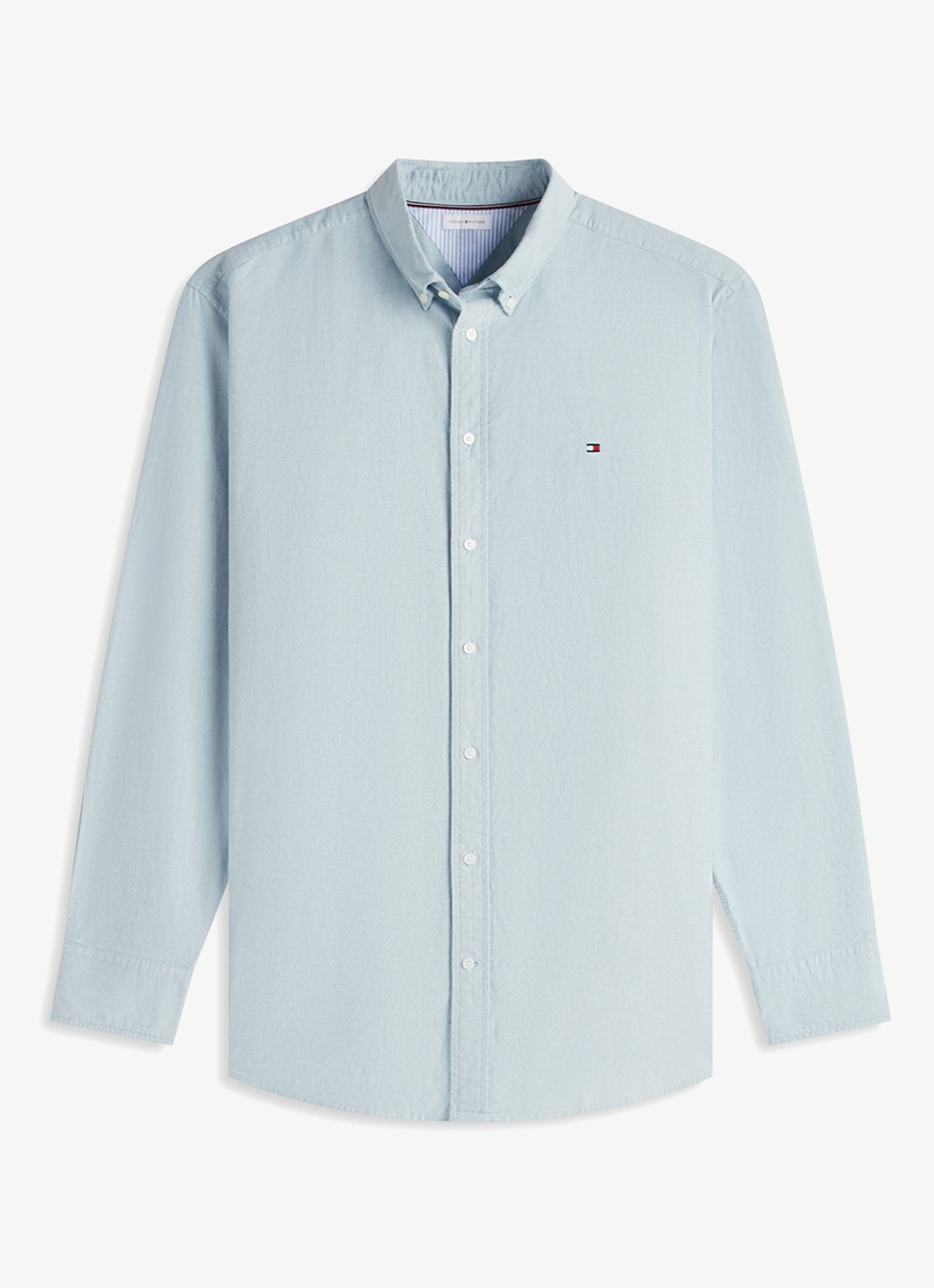 Tommy Hilfiger Regular fit overhemd met logoborduring - voorkant 4 lichtblauw