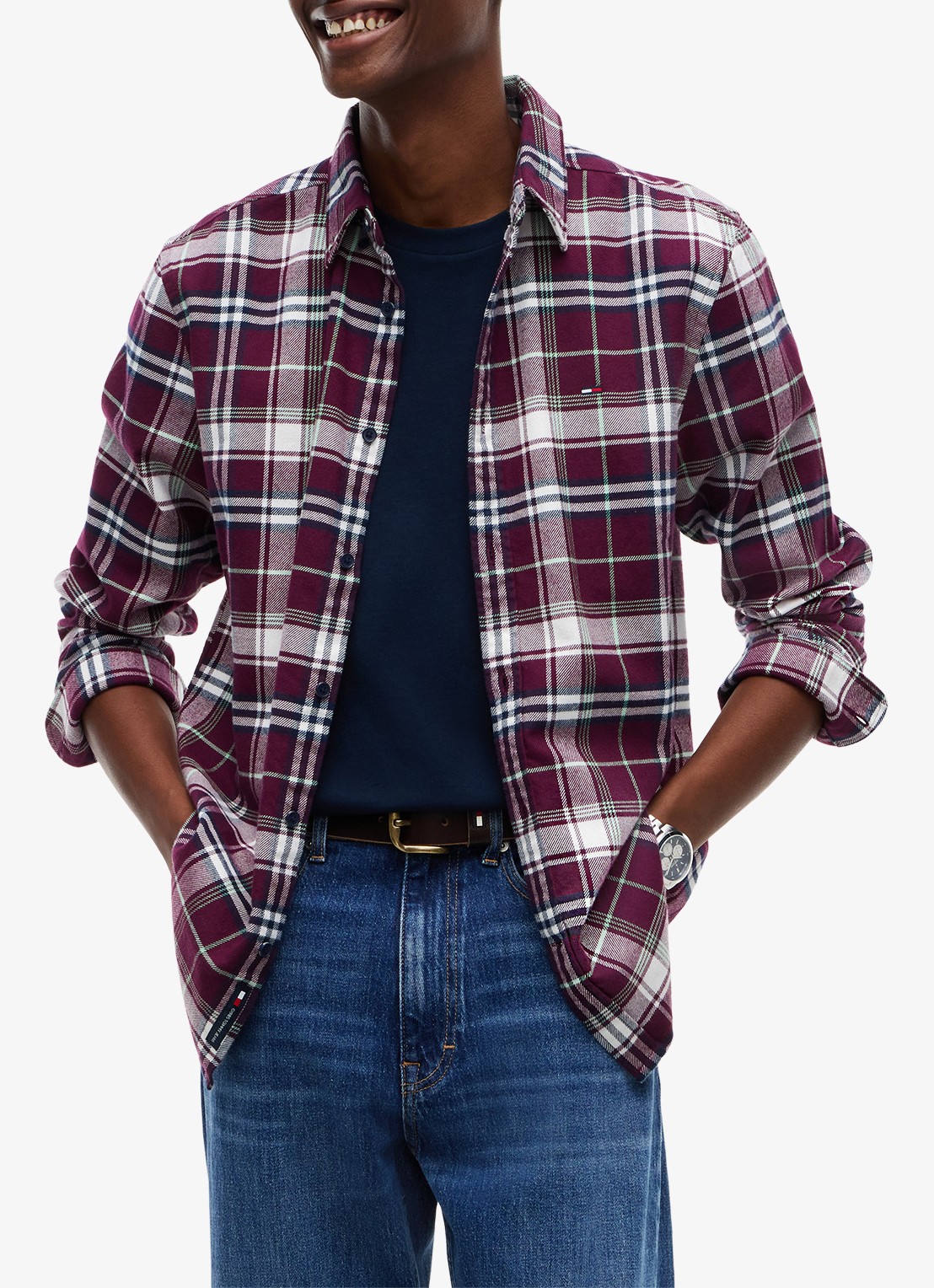 Tommy Hilfiger Regular fit overhemd met ruitdessin - detail rood