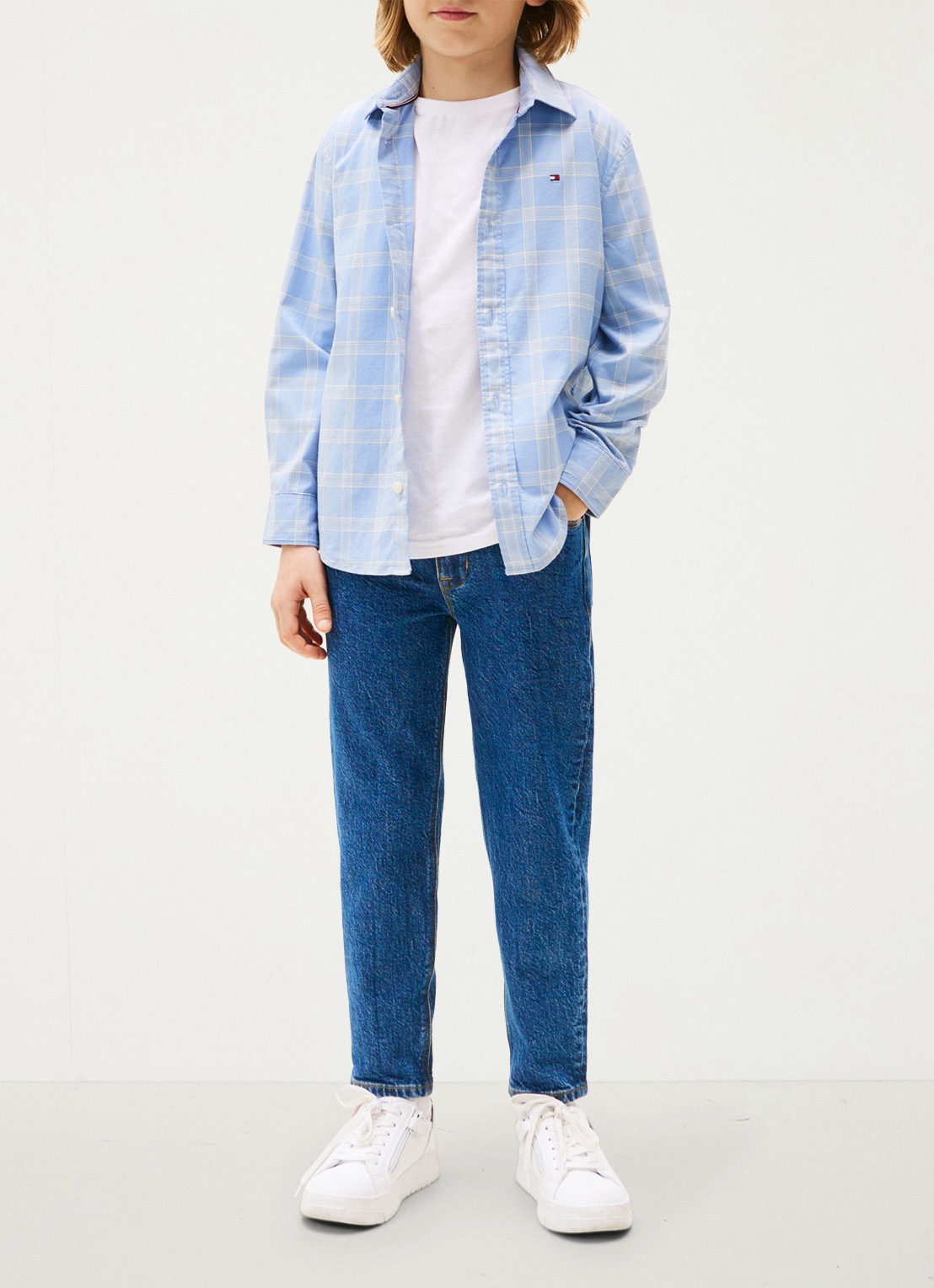 Tommy Hilfiger Regular fit overhemd met ruitdessin - voorkant 3 lichtblauw