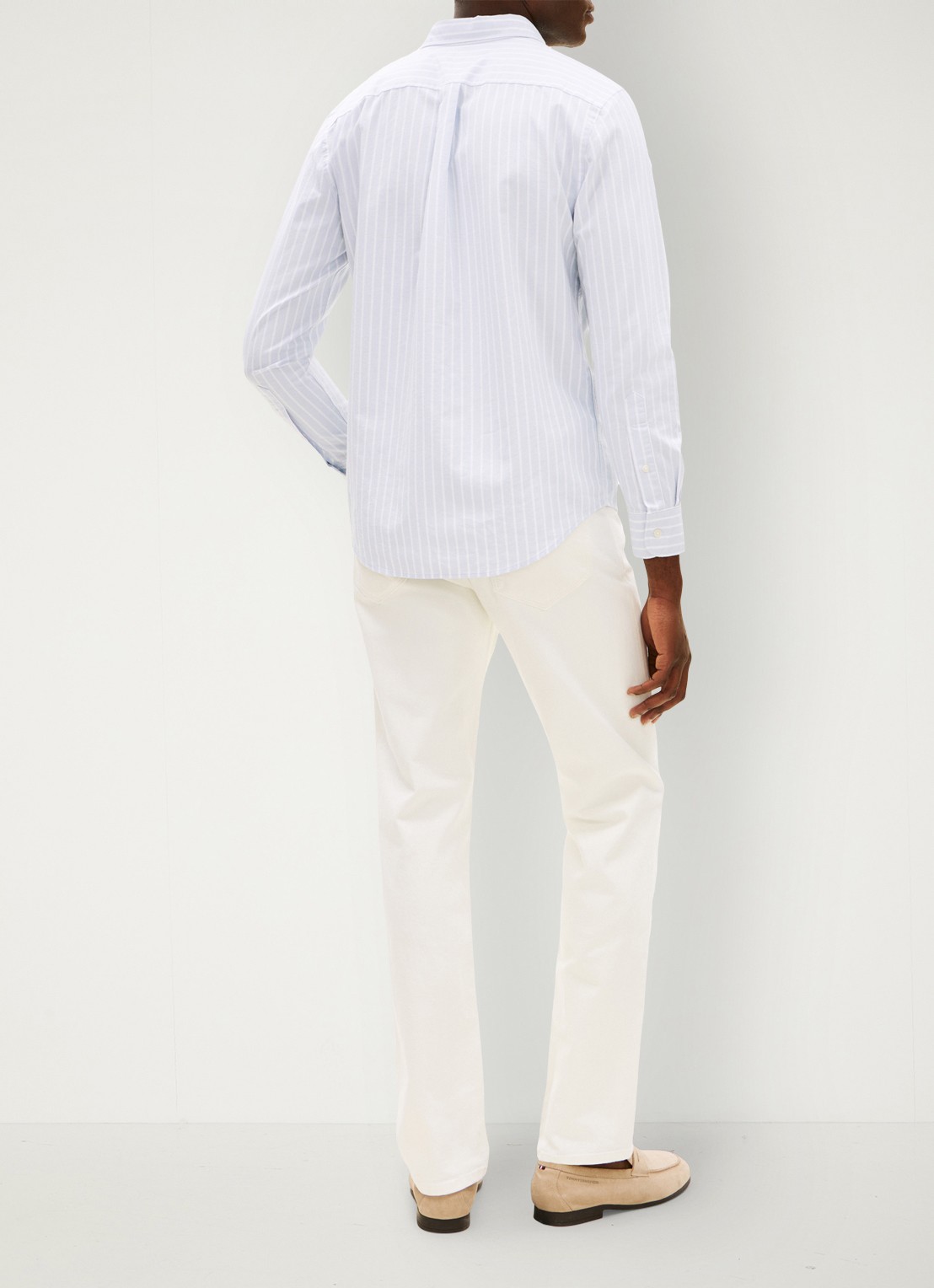 Tommy Hilfiger Regular fit overhemd met streepprint en borstzak - achterkant lichtblauw
