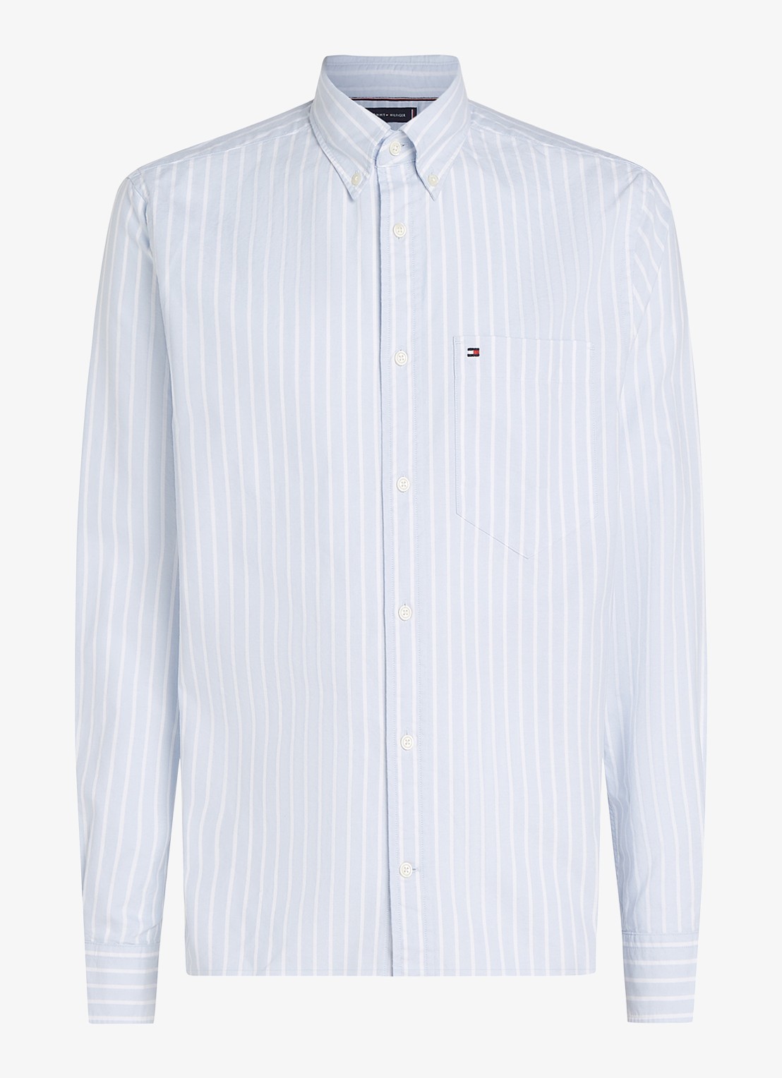 Tommy Hilfiger Regular fit overhemd met streepprint en borstzak - voorkant 2 lichtblauw