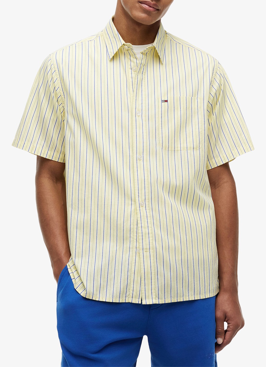 Tommy Hilfiger Regular fit overhemd met streepprint - detail 4 lichtgeel