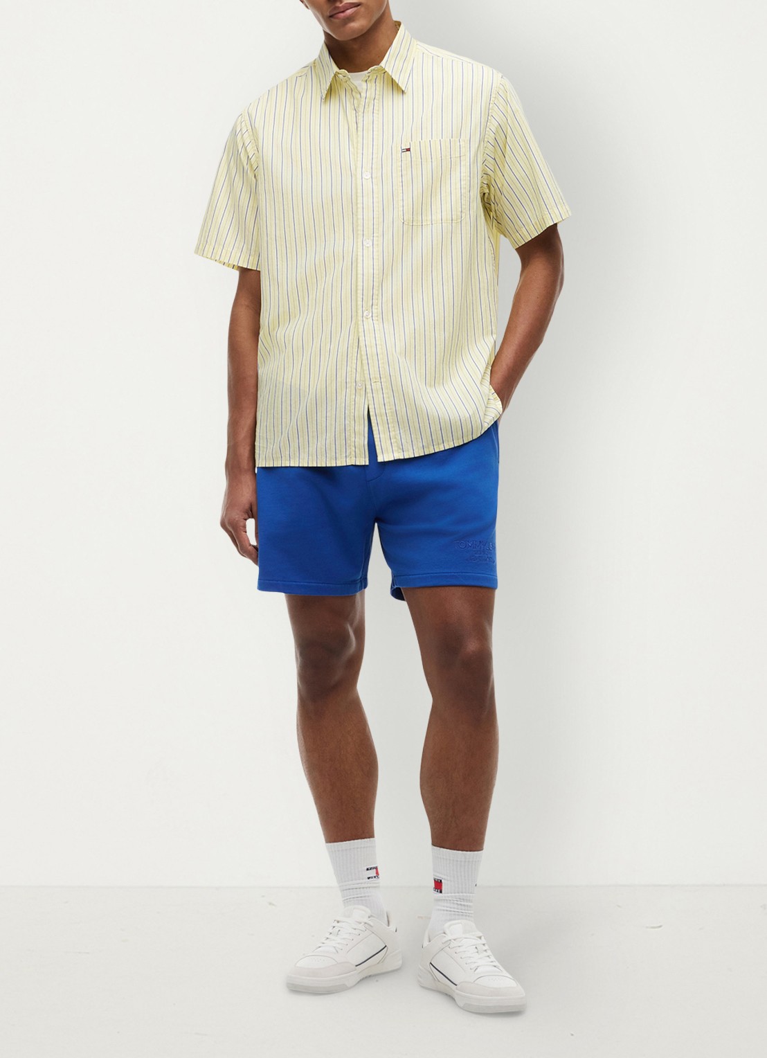 Tommy Hilfiger Regular fit overhemd met streepprint - voorkant 2 lichtgeel