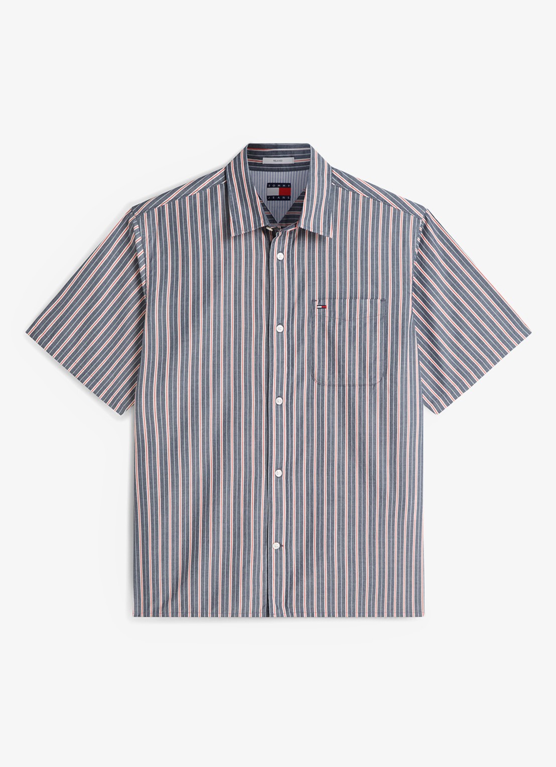 Tommy Hilfiger Regular fit overhemd met streepprint - voorkant donkerblauw
