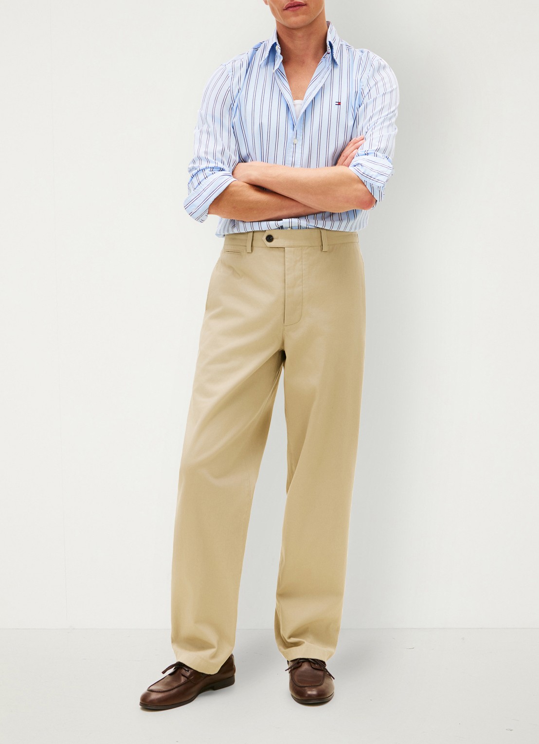Tommy Hilfiger Regular fit overhemd met streepprint - voorkant 2 lichtblauw