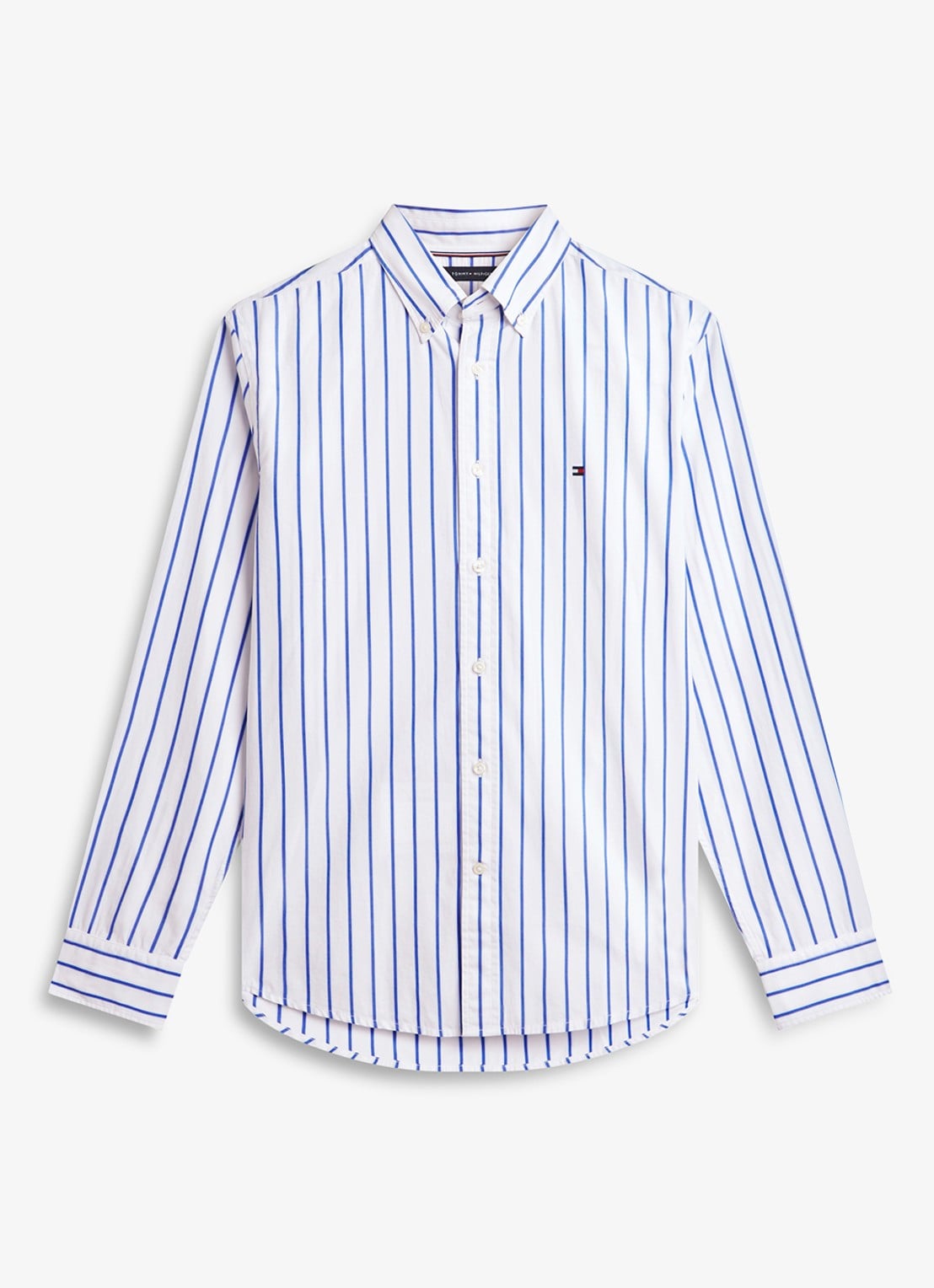 Tommy Hilfiger Regular fit overhemd met streepprint - voorkant 4 wit
