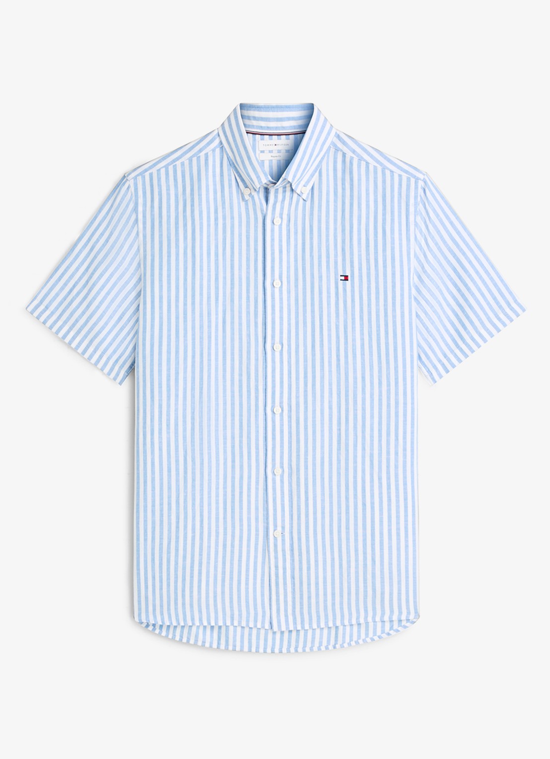 Tommy Hilfiger Regular fit overhemd met streepprint - voorkant 4 lichtblauw