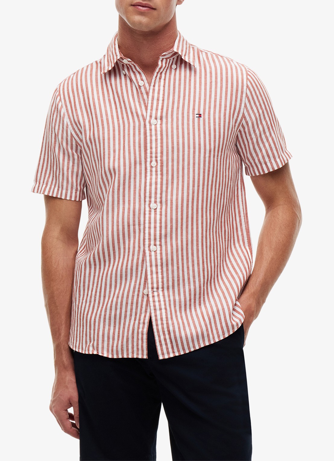 Tommy Hilfiger Regular fit overhemd met streepprint - detail 4 rood