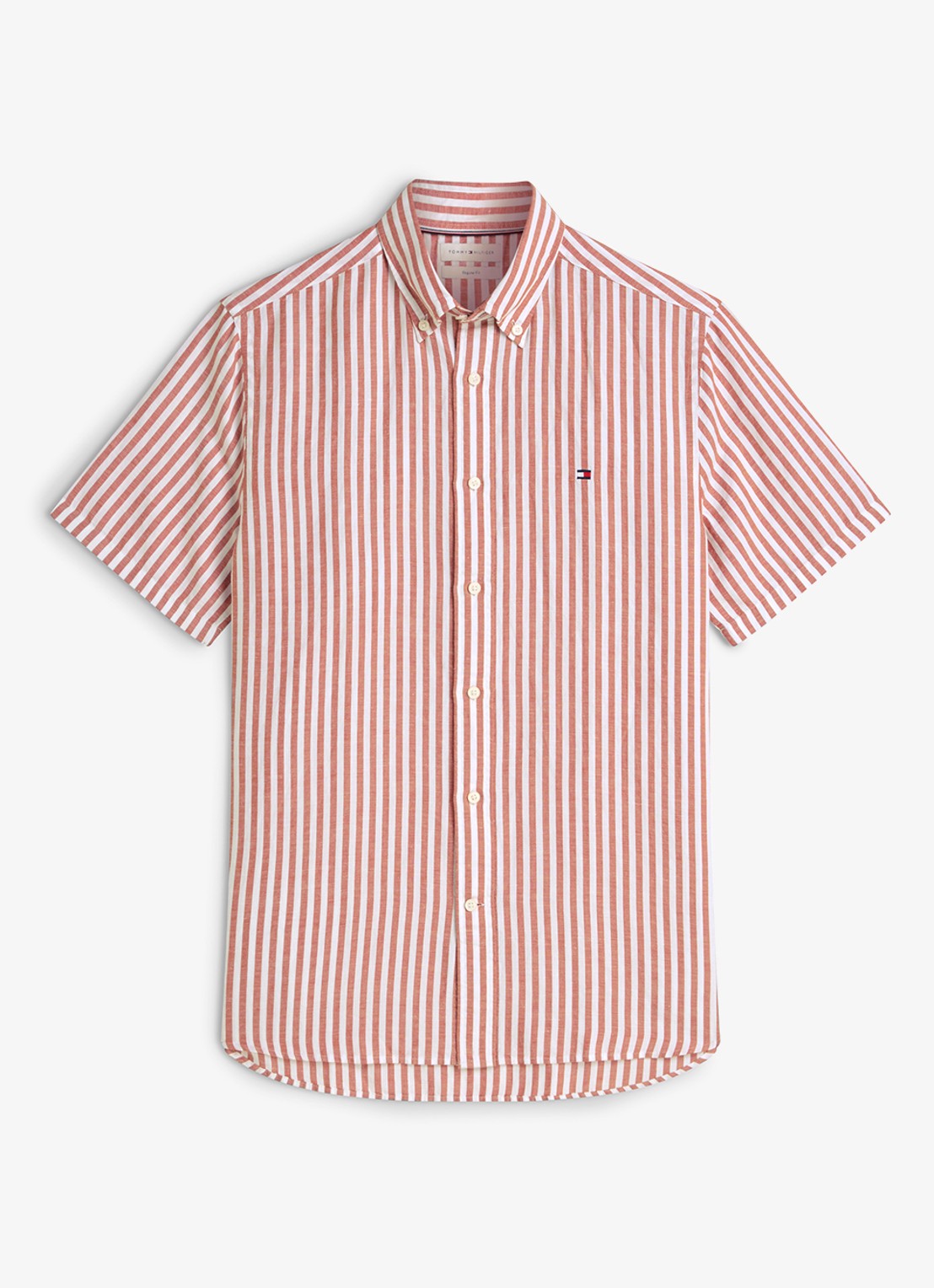 Tommy Hilfiger Regular fit overhemd met streepprint - voorkant 2 rood