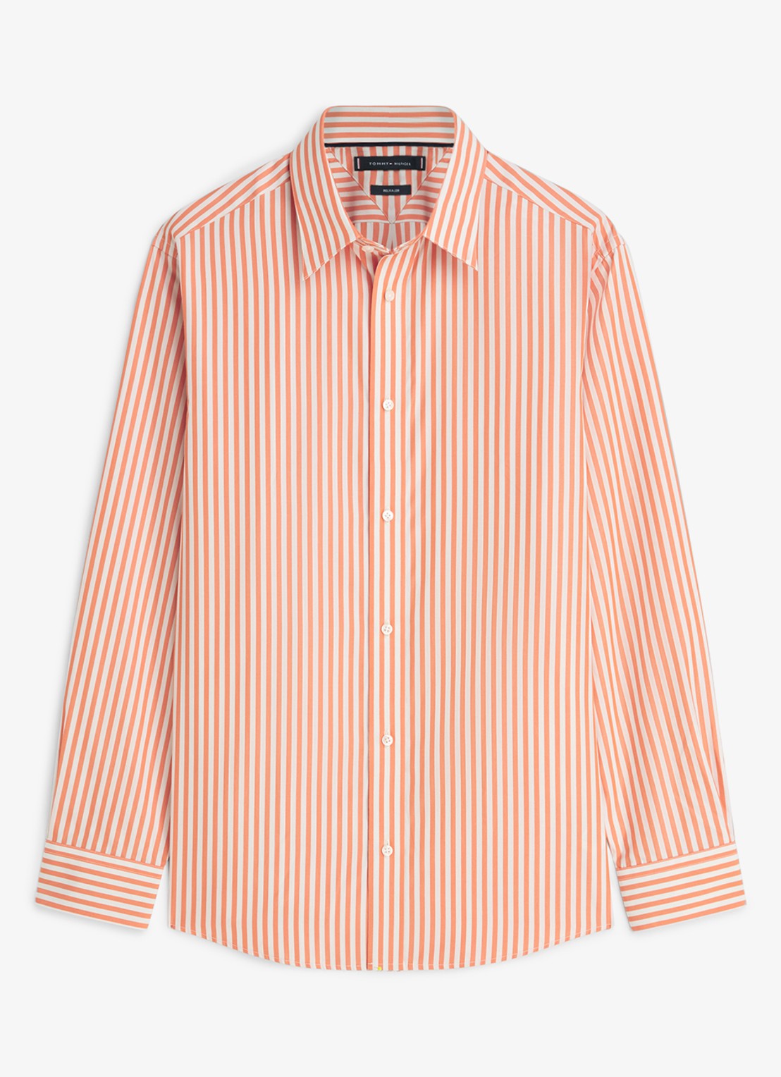 Tommy Hilfiger Regular fit overhemd met streepprint - voorkant abrikoos
