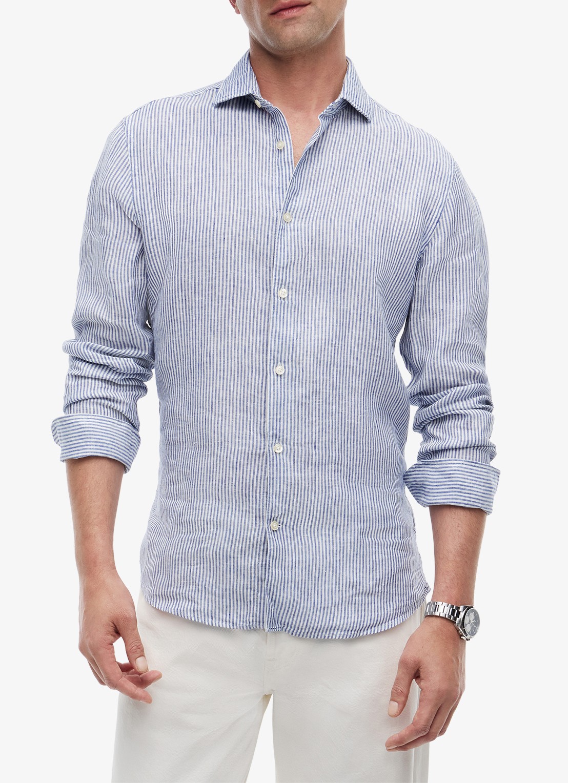 Tommy Hilfiger Regular fit overhemd met streepprint - detail 4 lichtblauw