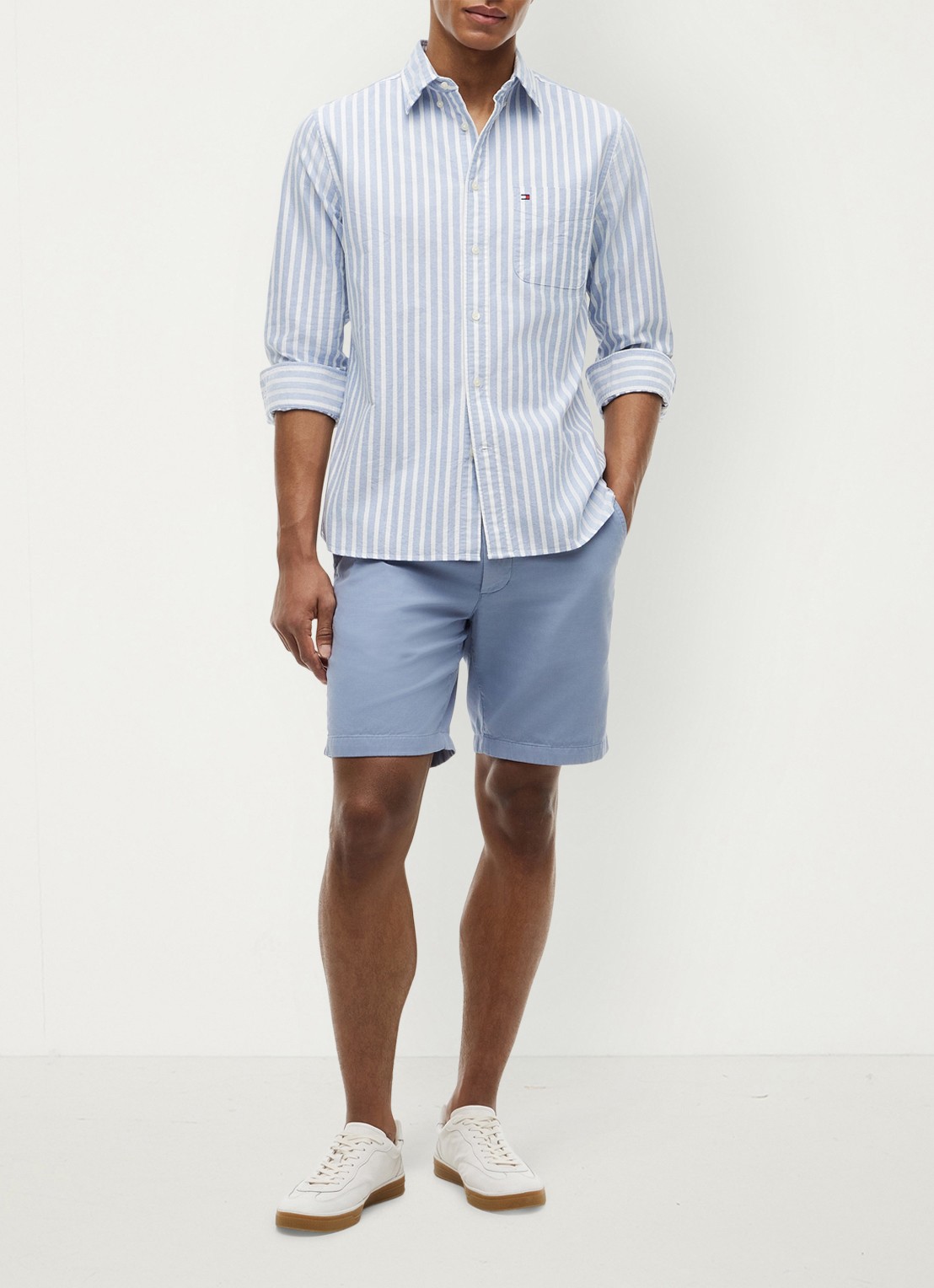 Tommy Hilfiger Regular fit overhemd met streepprint - voorkant 2 lichtblauw