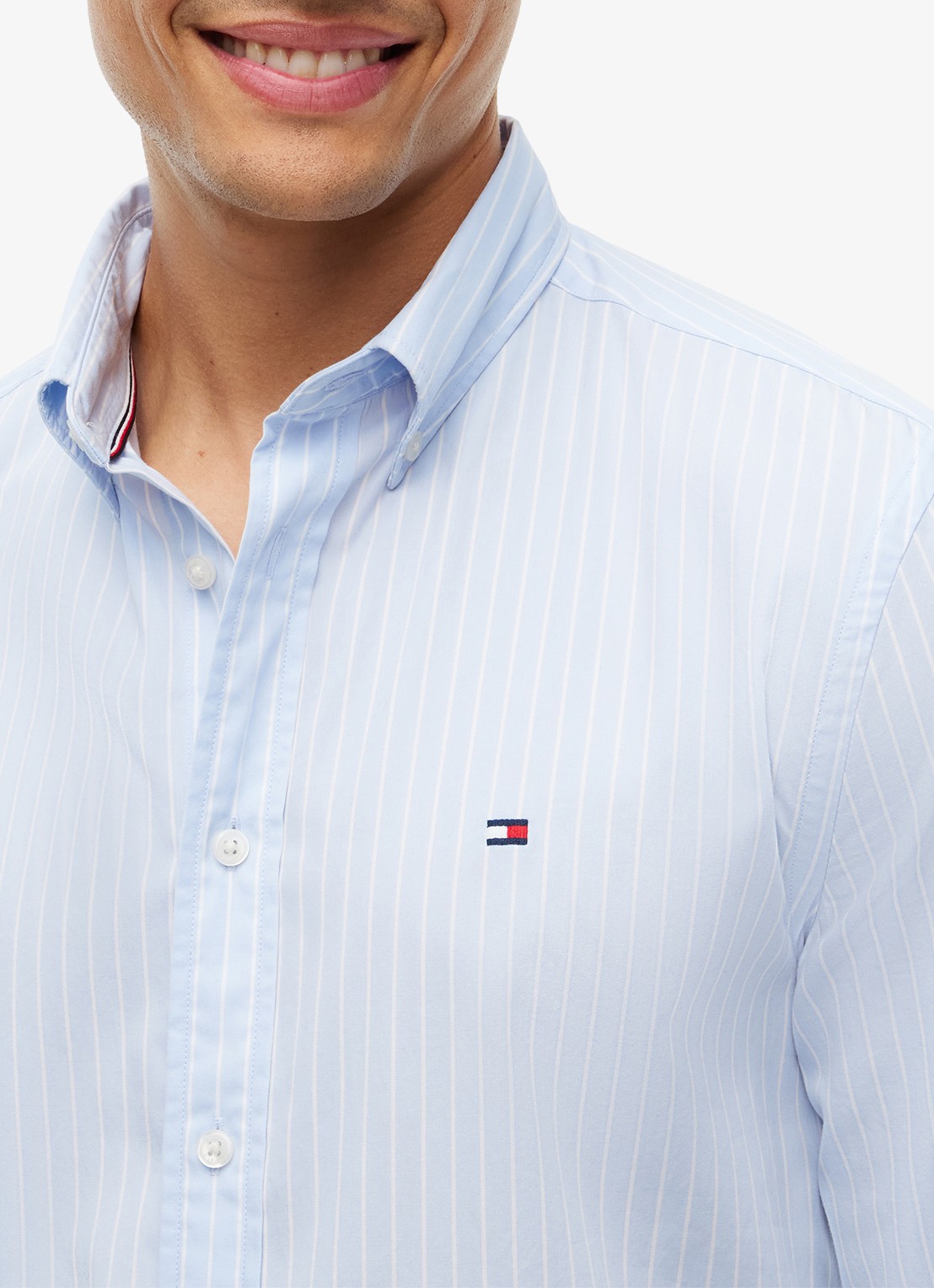 Tommy Hilfiger Regular fit overhemd met streepprint - detail 5 lichtblauw