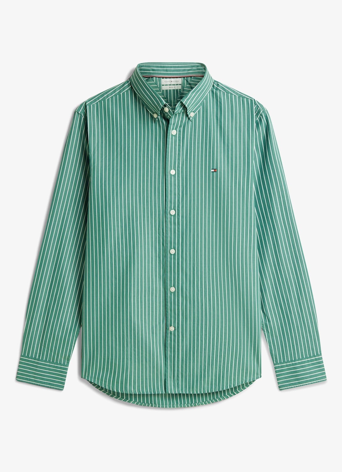 Tommy Hilfiger Regular fit overhemd met streepprint - voorkant groen
