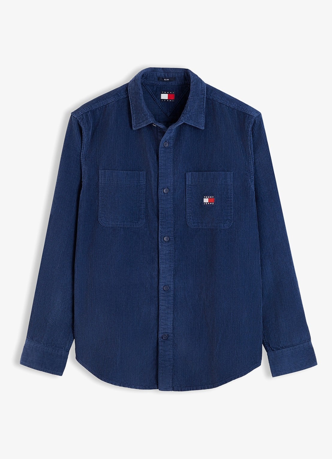 Tommy Hilfiger Regular fit overhemd van corduroy met logoborduring - voorkant 4 donkerblauw