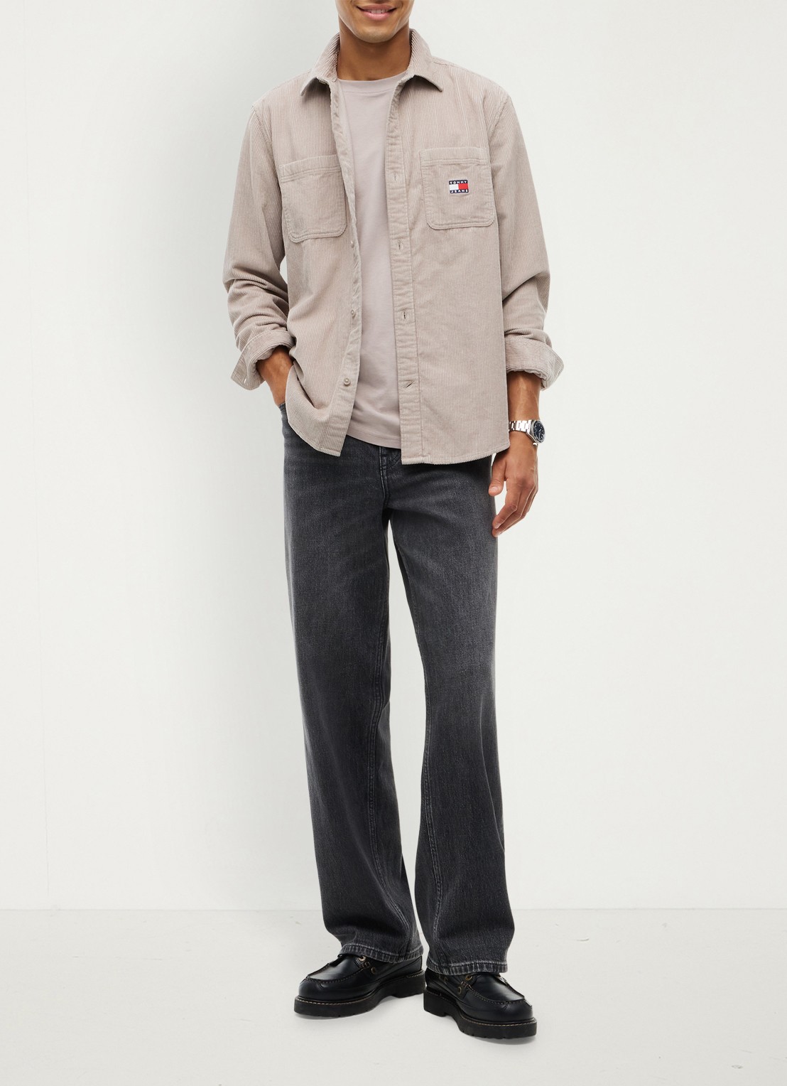 Tommy Hilfiger Regular fit overhemd van corduroy met logoborduring - voorkant 4 oudroze