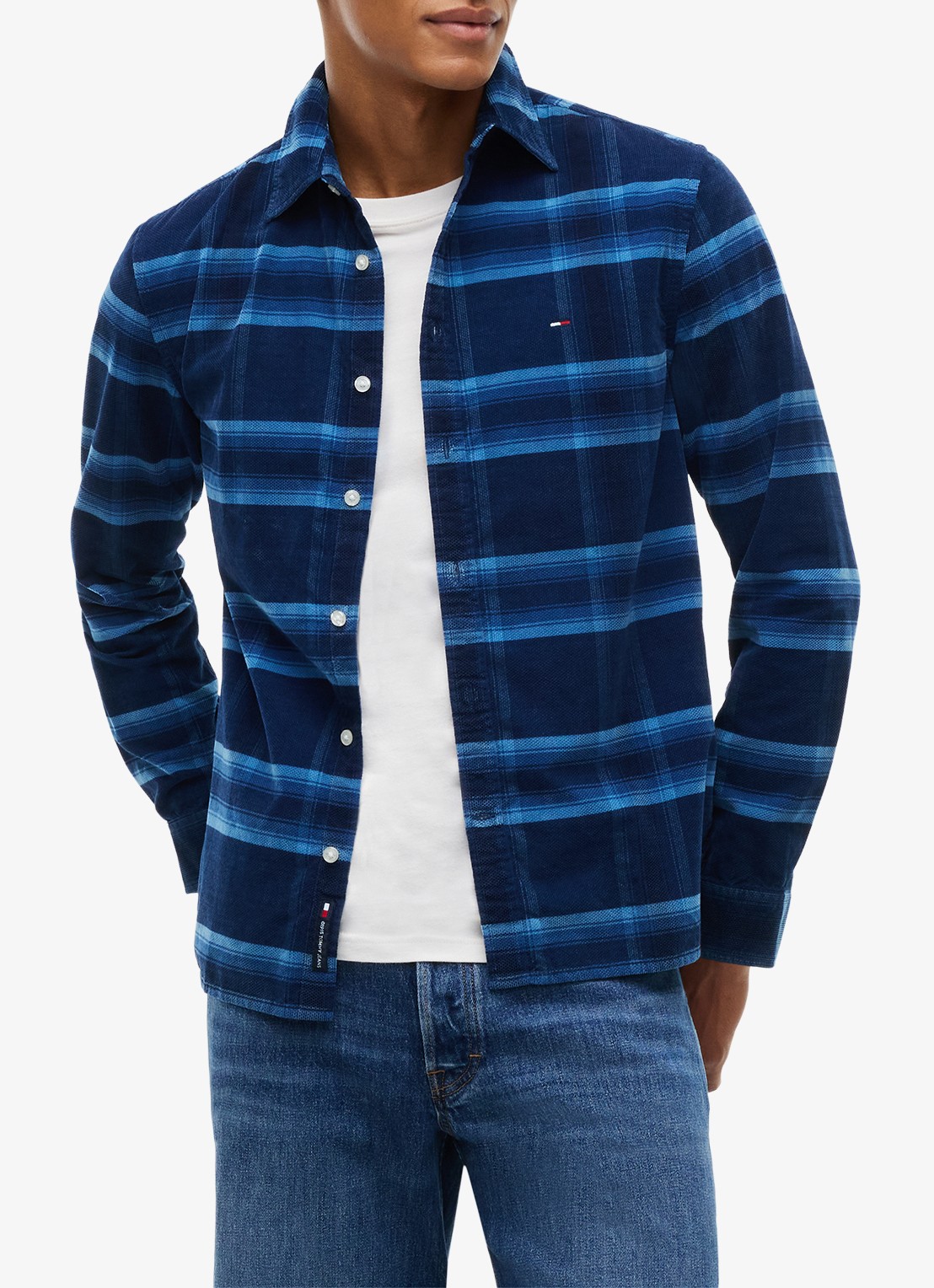Tommy Hilfiger Regular fit overhemd van corduroy met ruitdessin - detail 2 donkerblauw