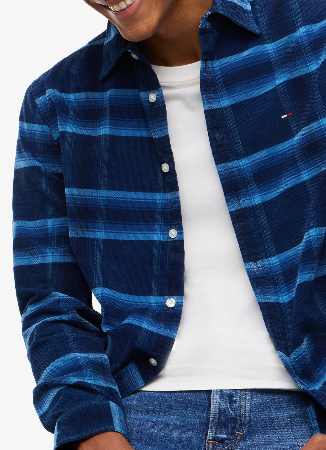 Tommy Hilfiger Regular fit overhemd van corduroy met ruitdessin - detail 3 donkerblauw