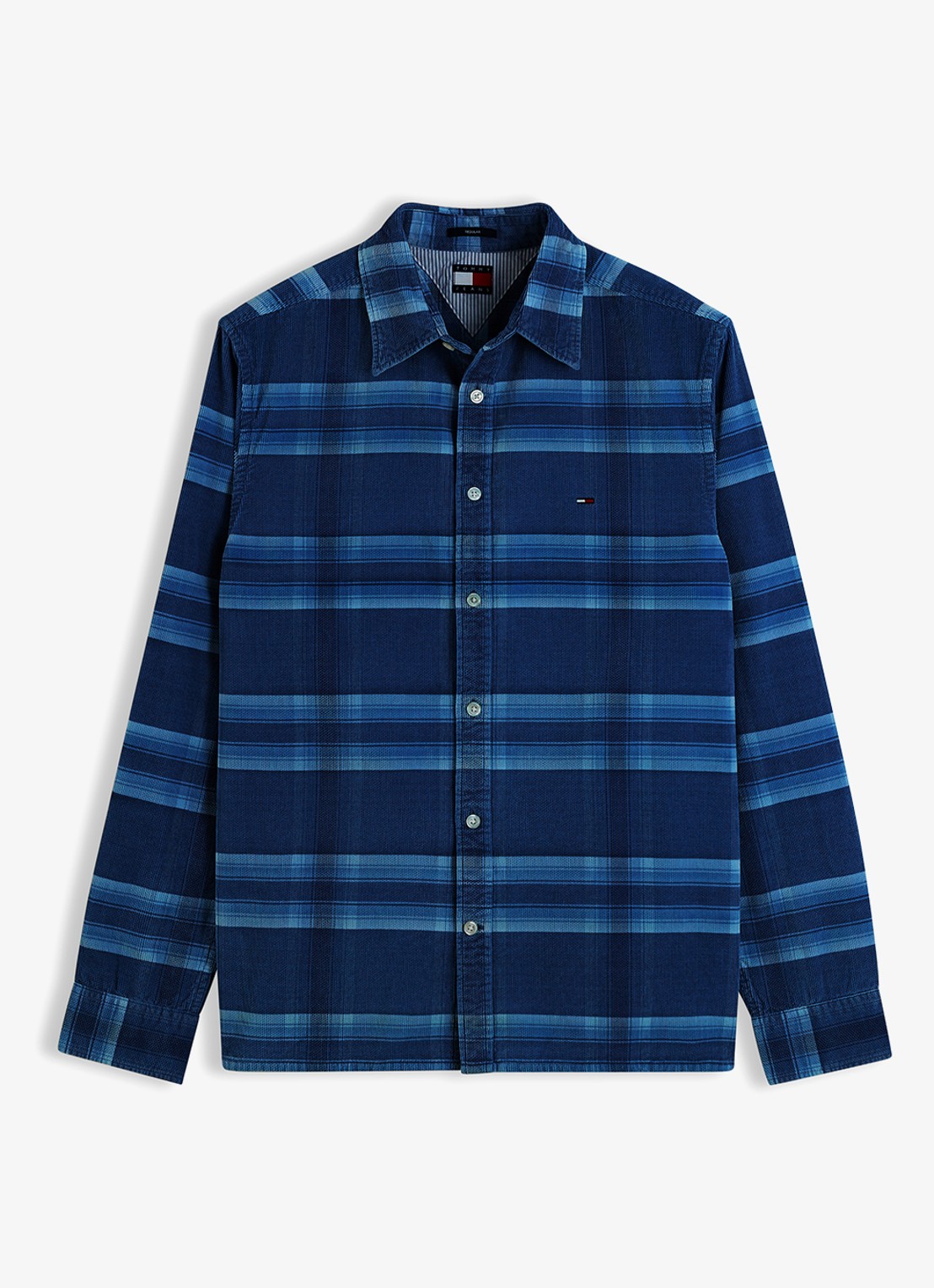 Tommy Hilfiger Regular fit overhemd van corduroy met ruitdessin - voorkant 4 donkerblauw
