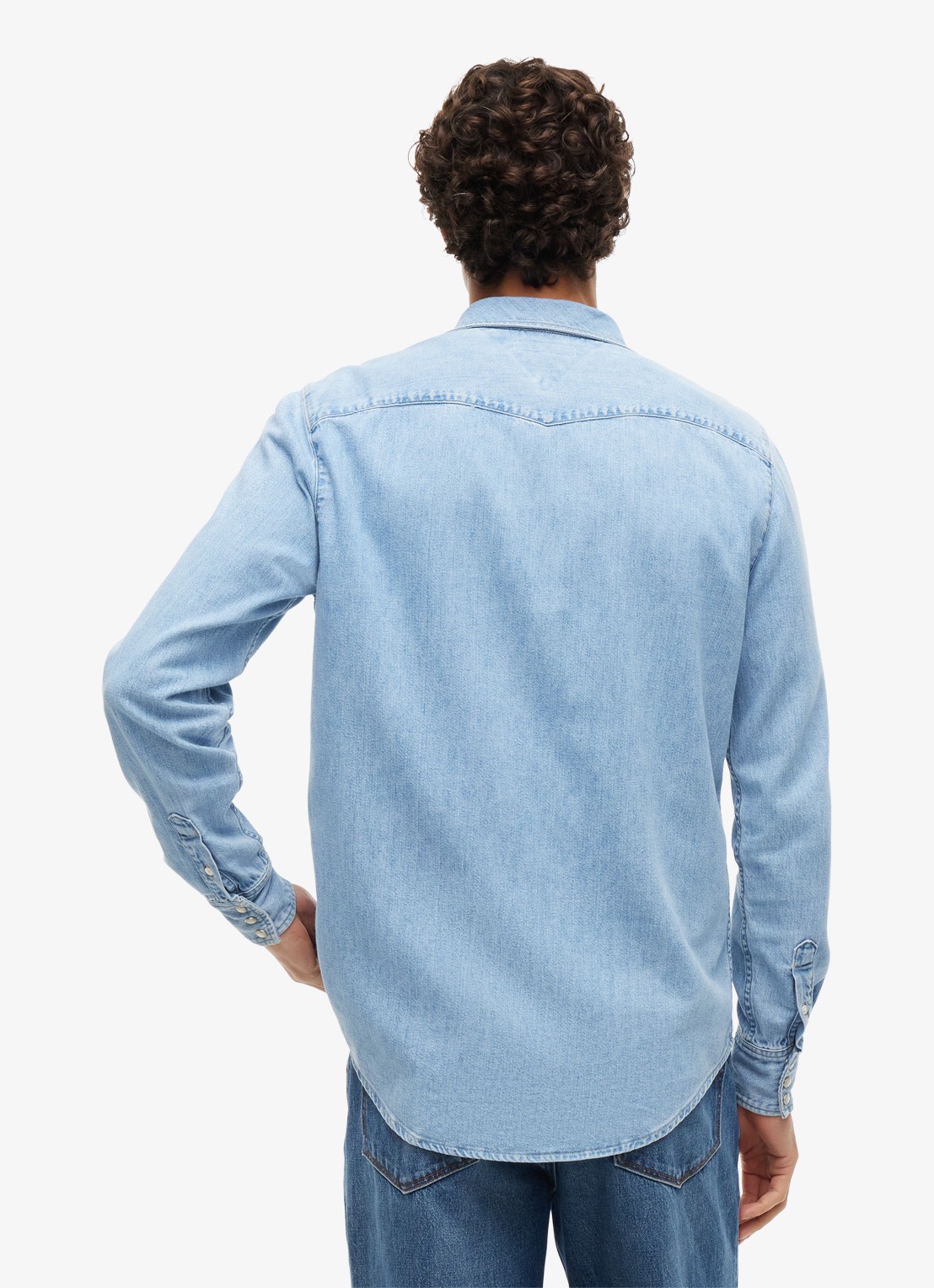 Tommy Hilfiger Regular fit overhemd van denim - achterkant 6 lichtblauw