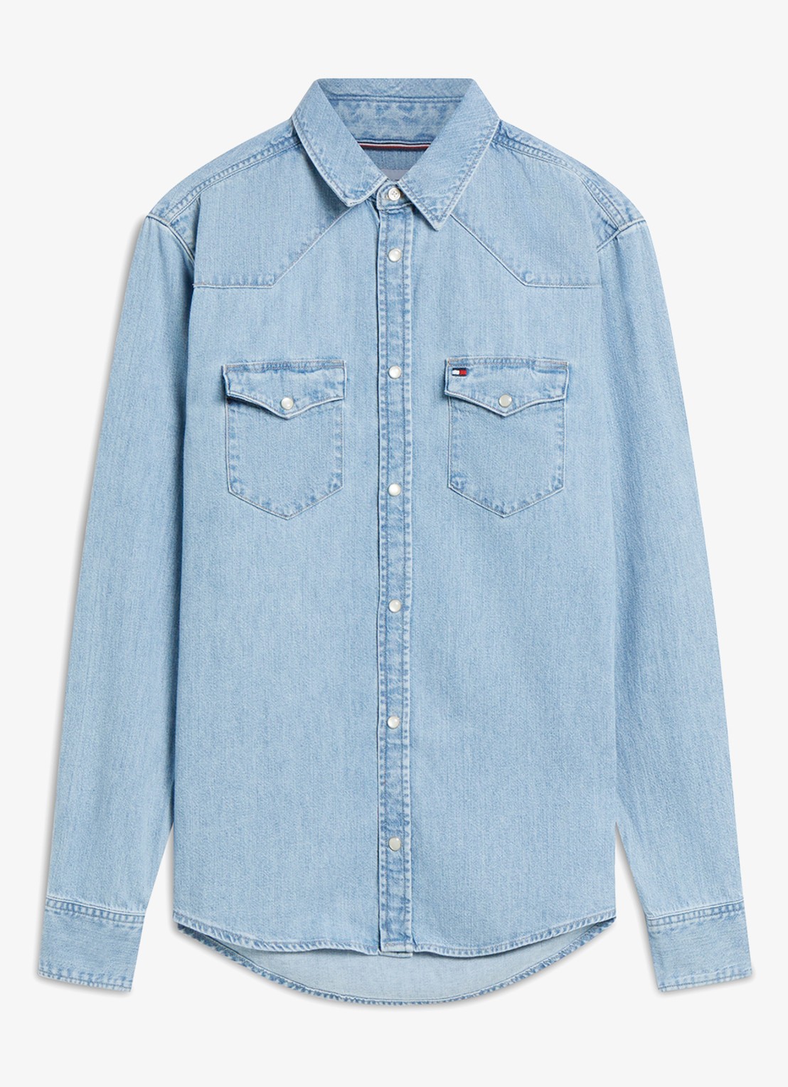 Tommy Hilfiger Regular fit overhemd van denim - voorkant 4 lichtblauw
