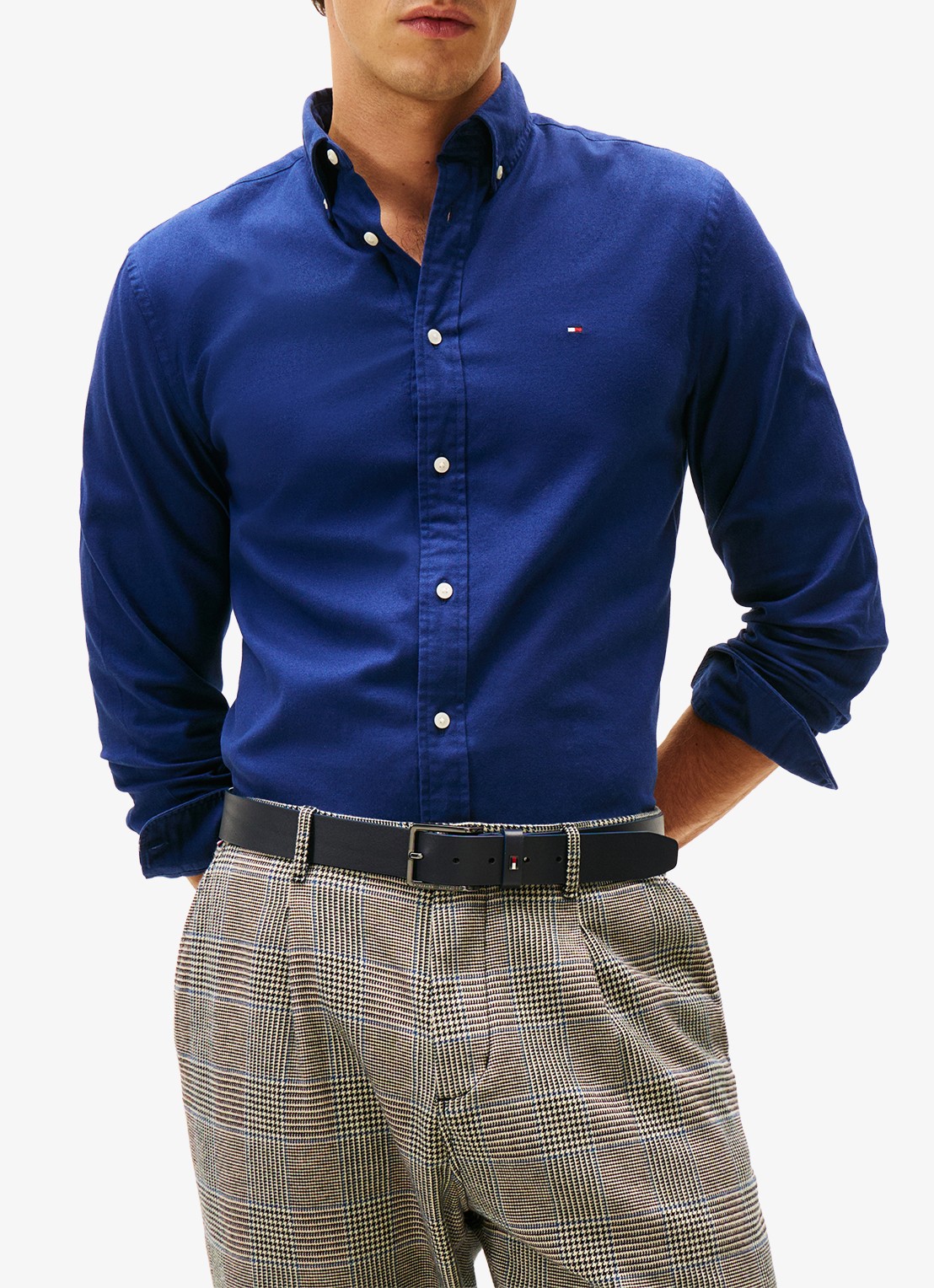 Tommy Hilfiger Regular fit overhemd van flanel - detail 3 donkerblauw