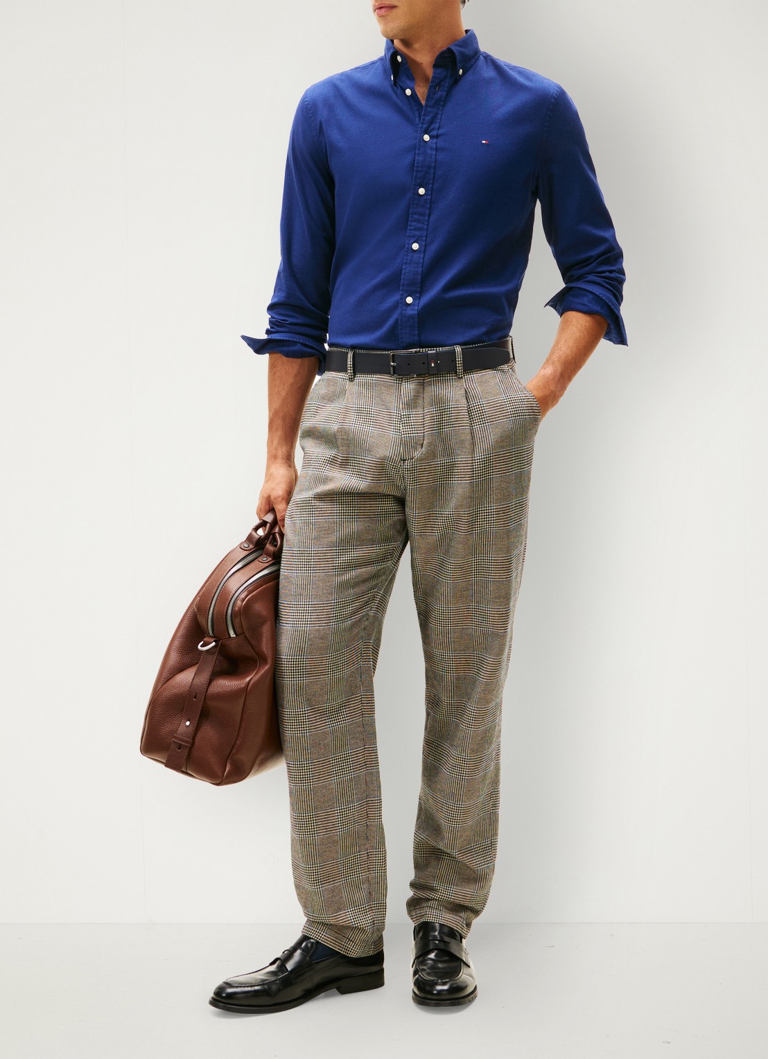 Tommy Hilfiger Regular fit overhemd van flanel - voorkant 2 donkerblauw