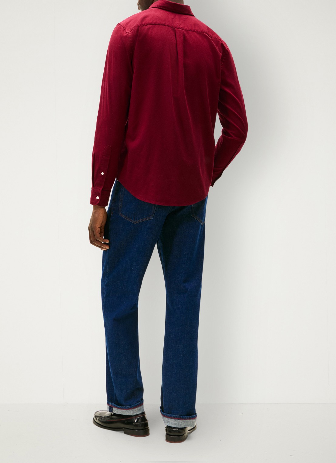 Tommy Hilfiger Regular fit overhemd van flanel - achterkant 5 bordeauxrood