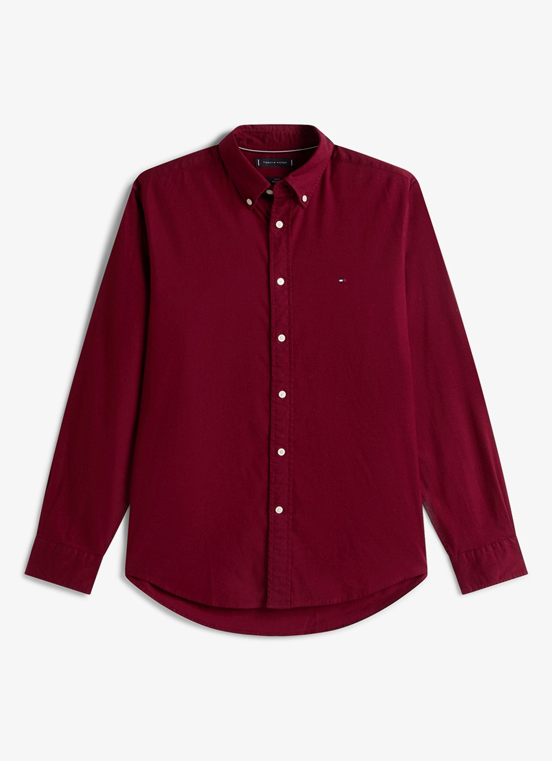 Tommy Hilfiger Regular fit overhemd van flanel - voorkant bordeauxrood