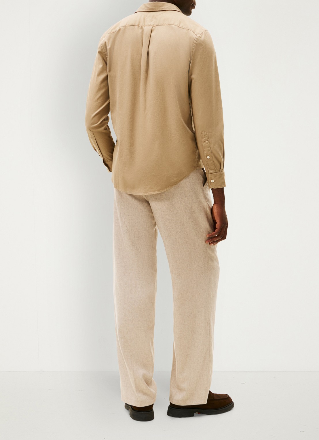 Tommy Hilfiger Regular fit overhemd van flanel - achterkant 3 beige