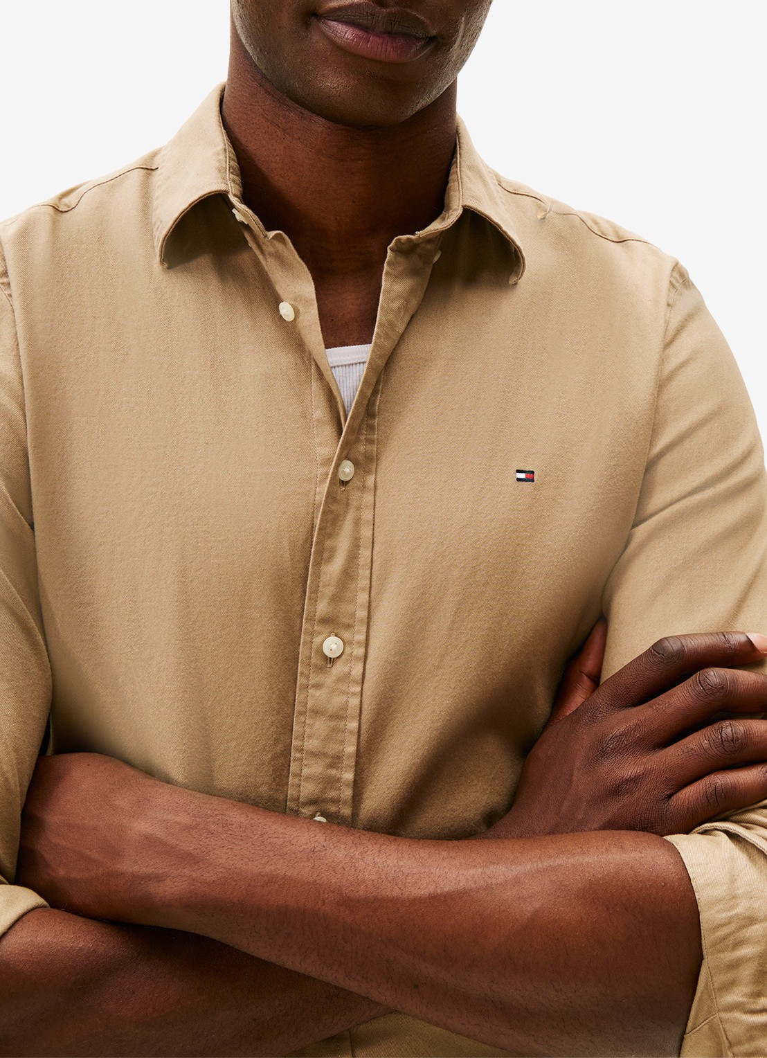 Tommy Hilfiger Regular fit overhemd van flanel - detail 2 beige