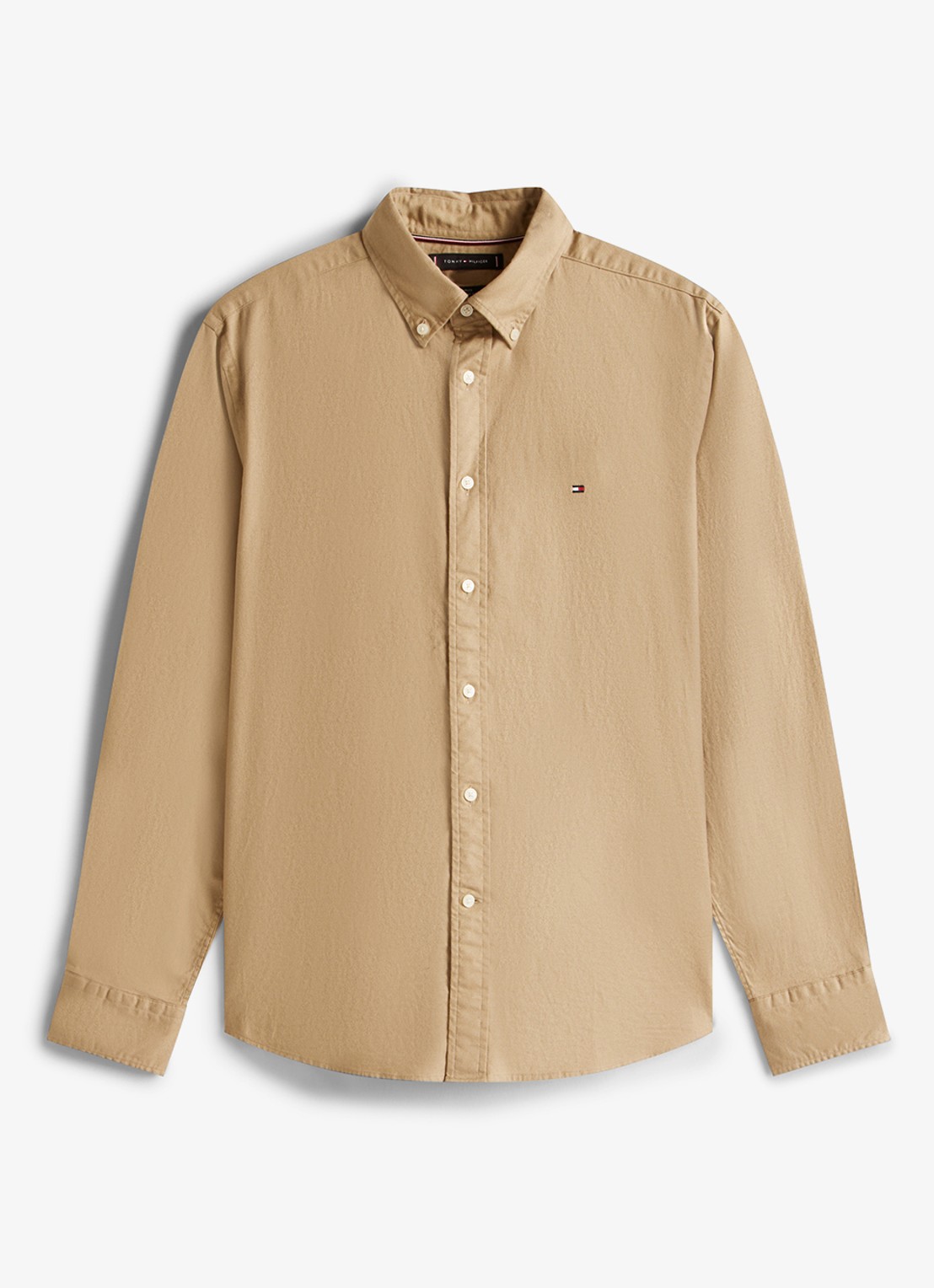 Tommy Hilfiger Regular fit overhemd van flanel - voorkant 4 beige