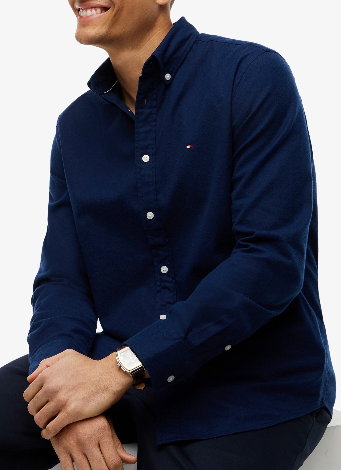 Tommy Hilfiger Regular fit overhemd van flanel - detail 4 carbon navy-dcc / blauw
