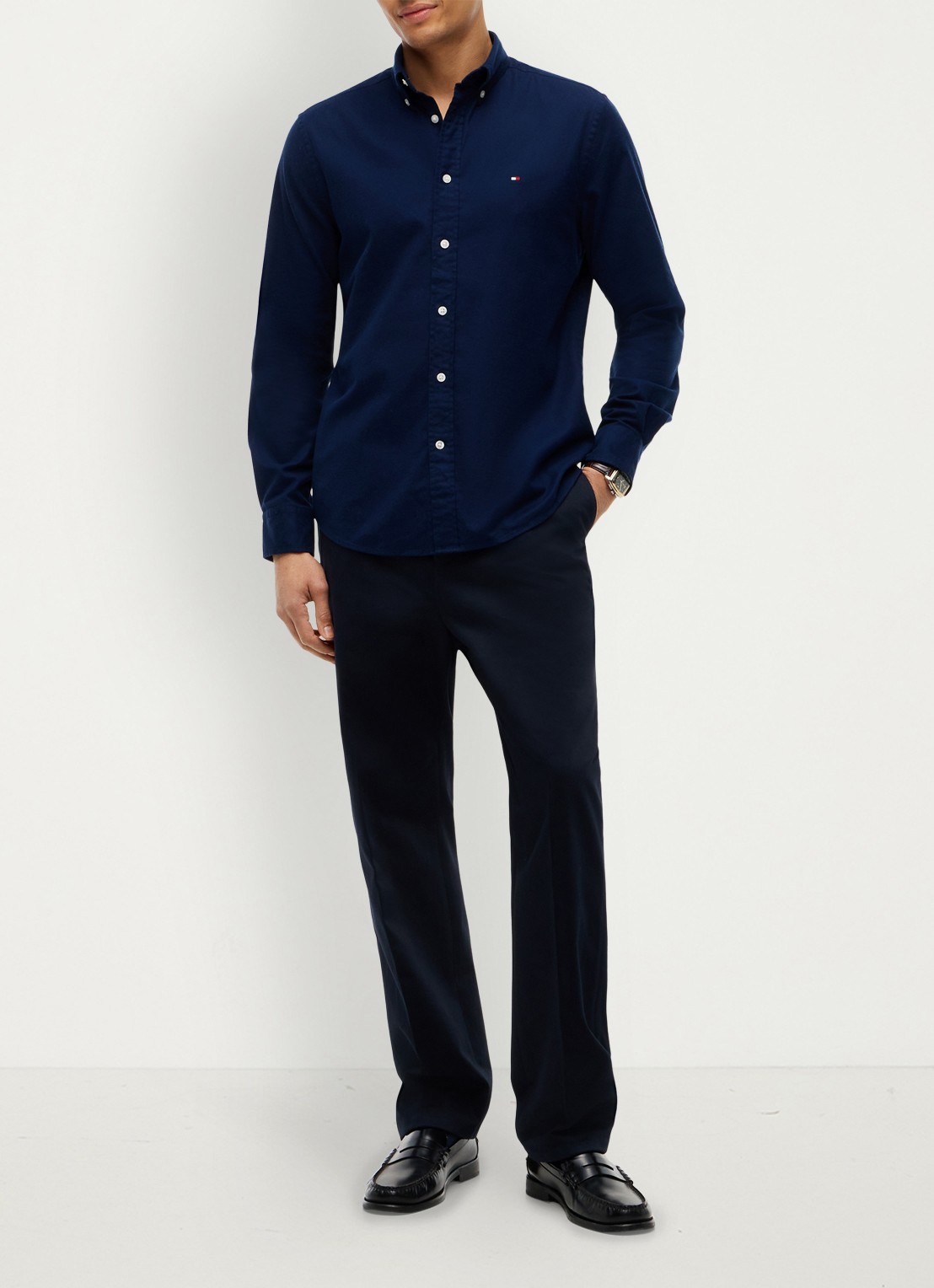 Tommy Hilfiger Regular fit overhemd van flanel - voorkant 2 carbon navy-dcc / blauw
