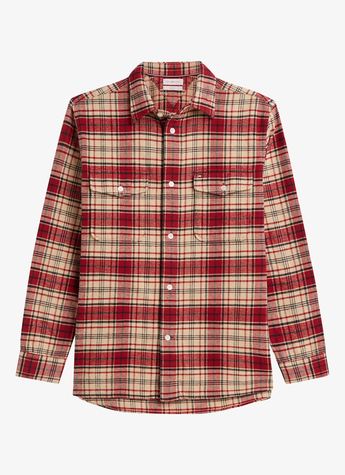 Tommy Hilfiger Regular fit overhemd van katoen met ruitdessin  - voorkant 2 rood