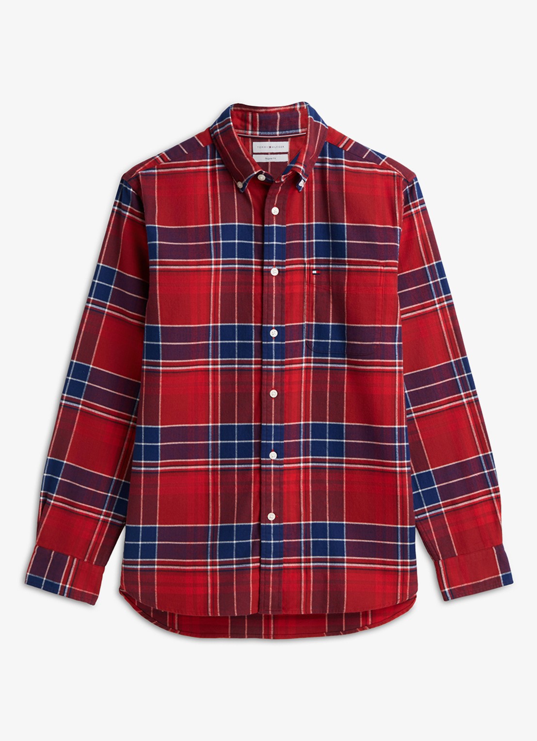 Tommy Hilfiger Regular fit overhemd van katoen met ruitdessin  - voorkant 5 rood