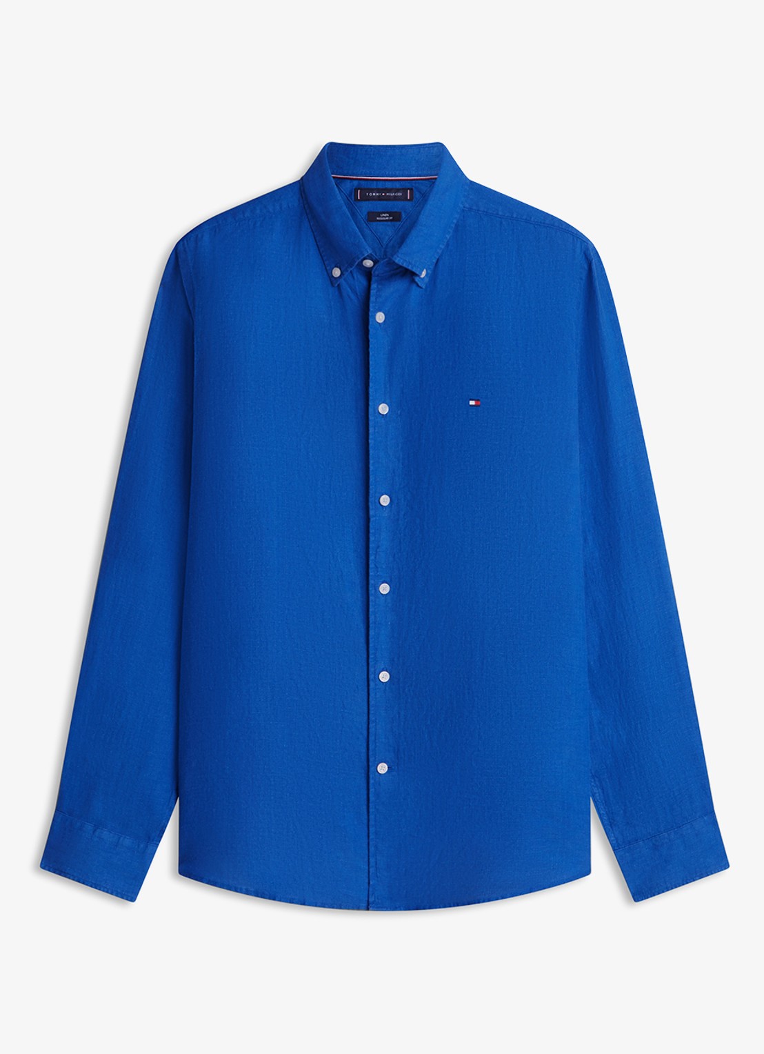 Tommy Hilfiger Regular fit overhemd van linnen - voorkant lichtblauw