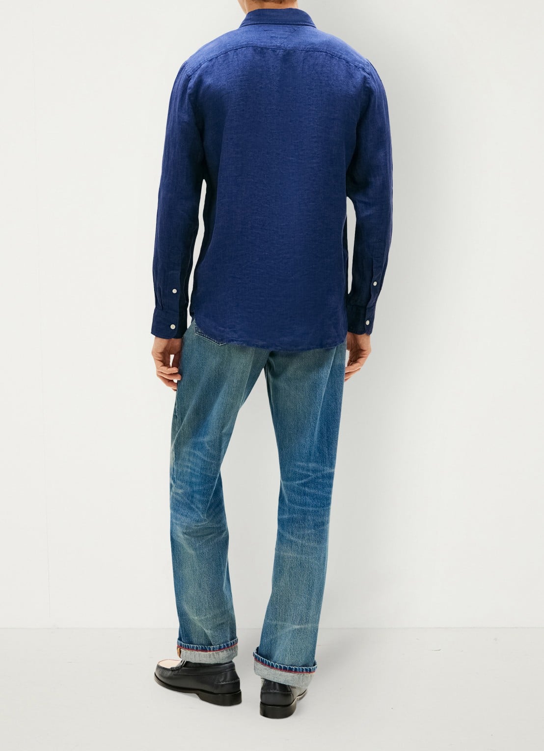 Tommy Hilfiger Regular fit overhemd van linnen - achterkant 5 carbon navy-dcc / donkerblauw
