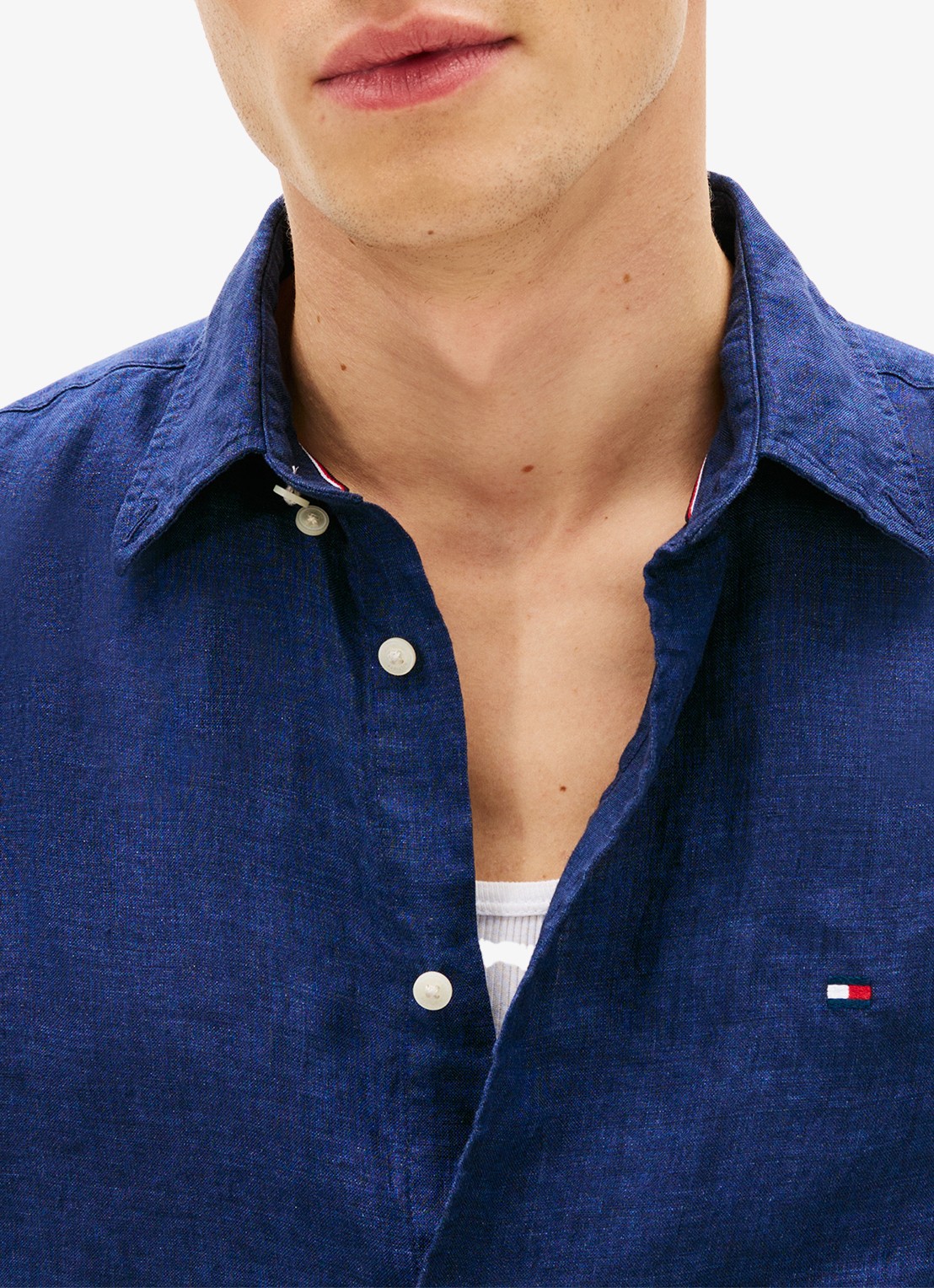 Tommy Hilfiger Regular fit overhemd van linnen - detail 2 carbon navy-dcc / donkerblauw