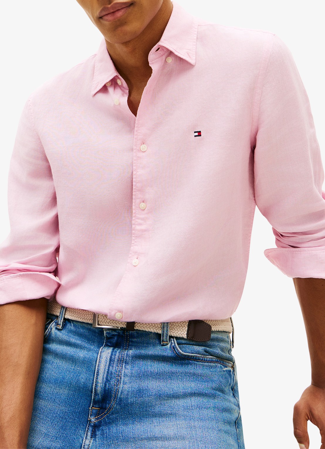 Tommy Hilfiger Regular fit overhemd van linnen - detail 5 roze