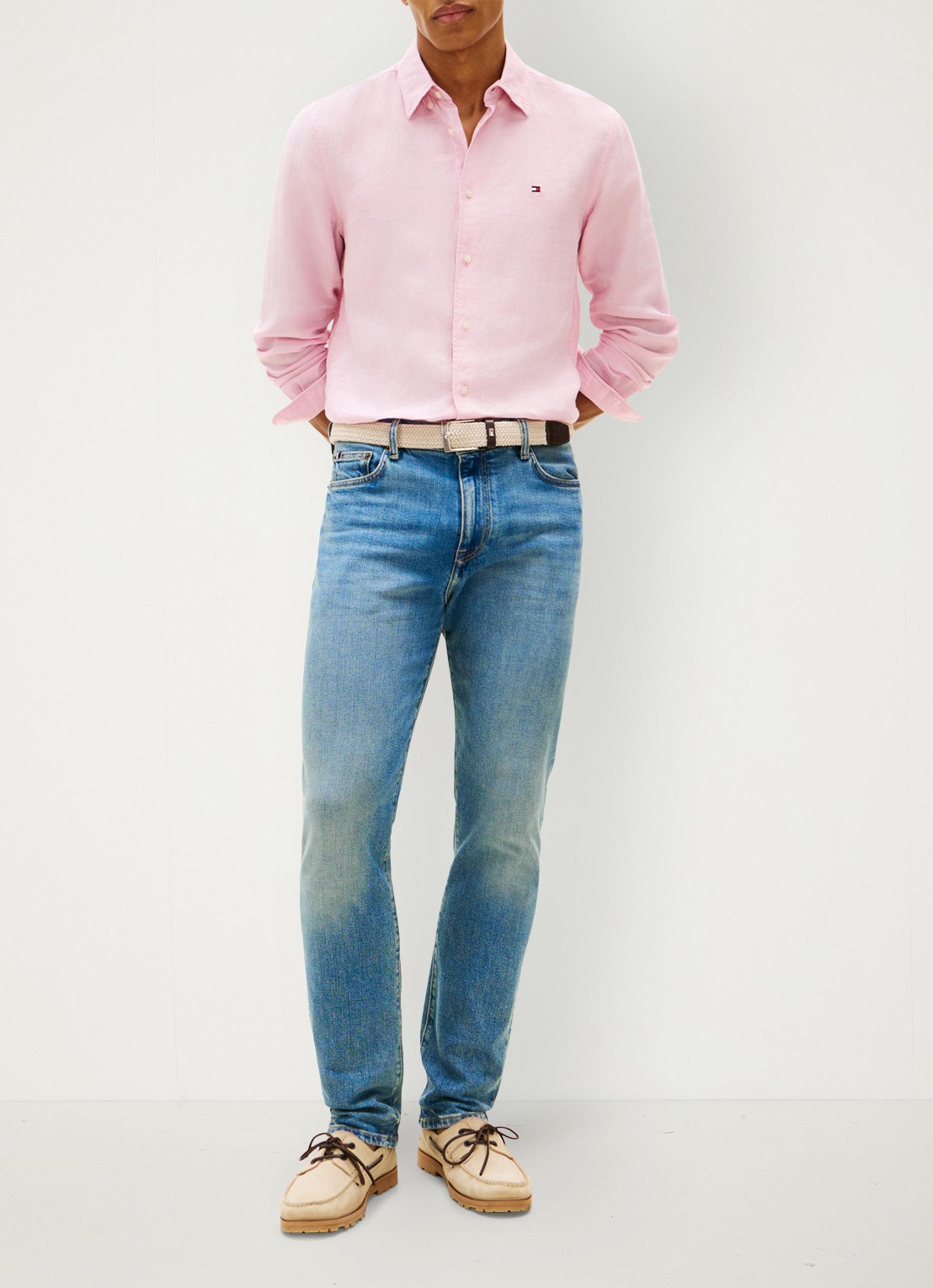 Tommy Hilfiger Regular fit overhemd van linnen - voorkant 3 roze