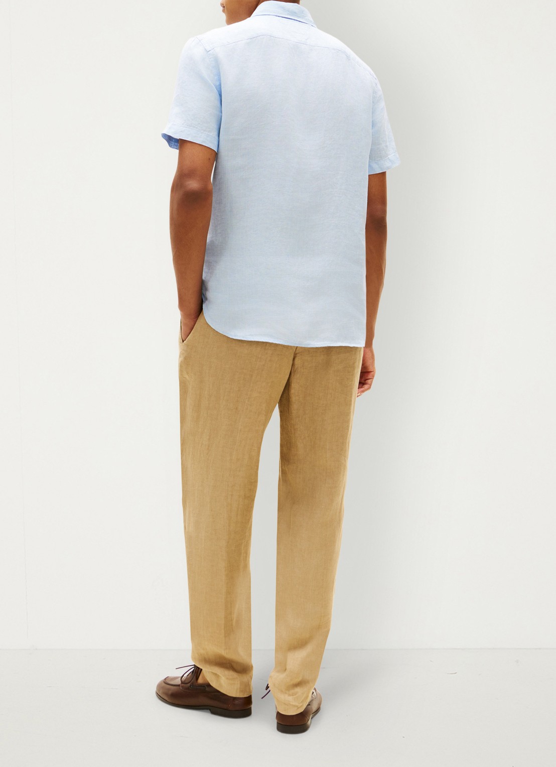 Tommy Hilfiger Regular fit overhemd van linnen - achterkant lichtblauw