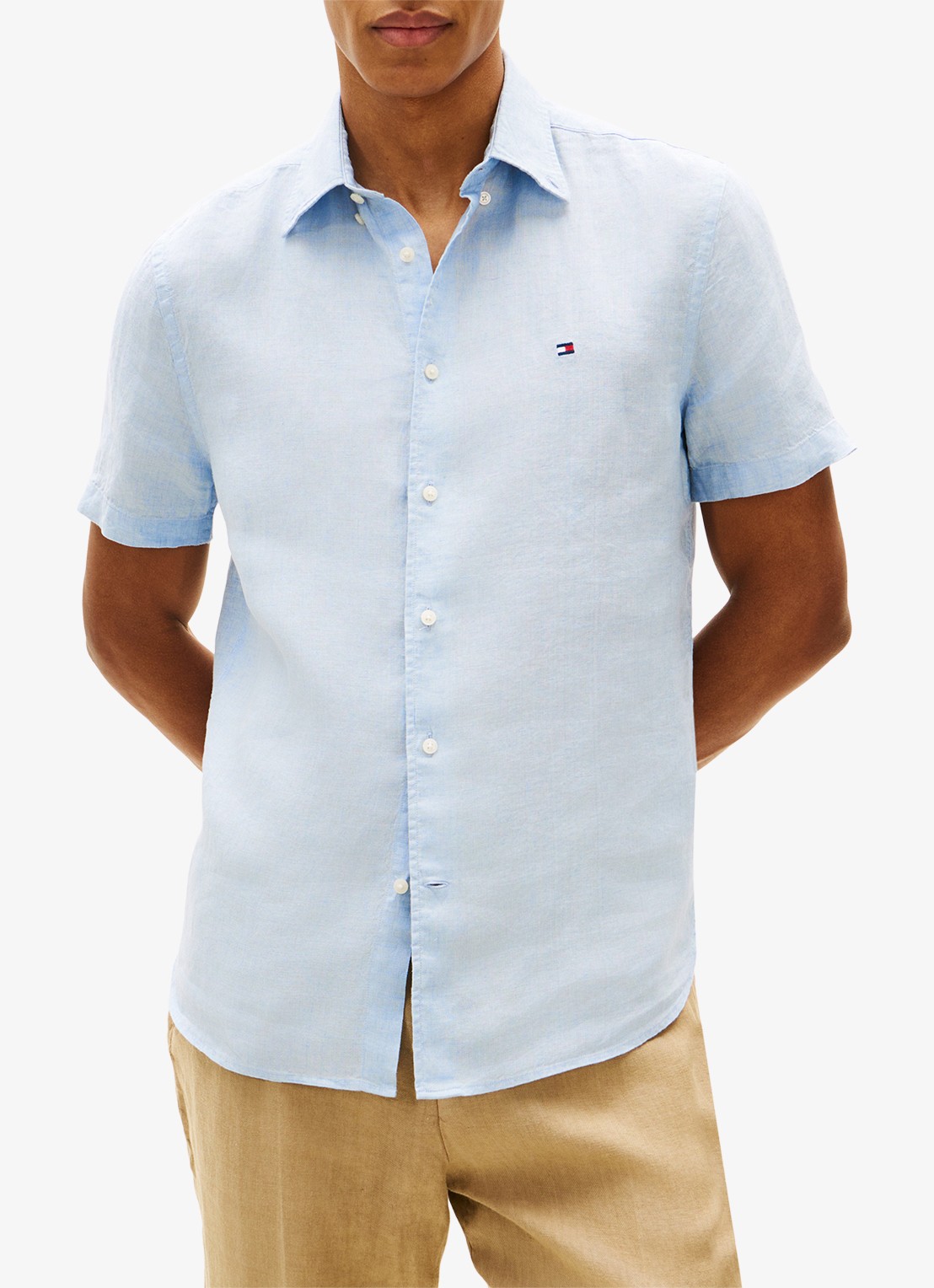 Tommy Hilfiger Regular fit overhemd van linnen - detail 4 lichtblauw